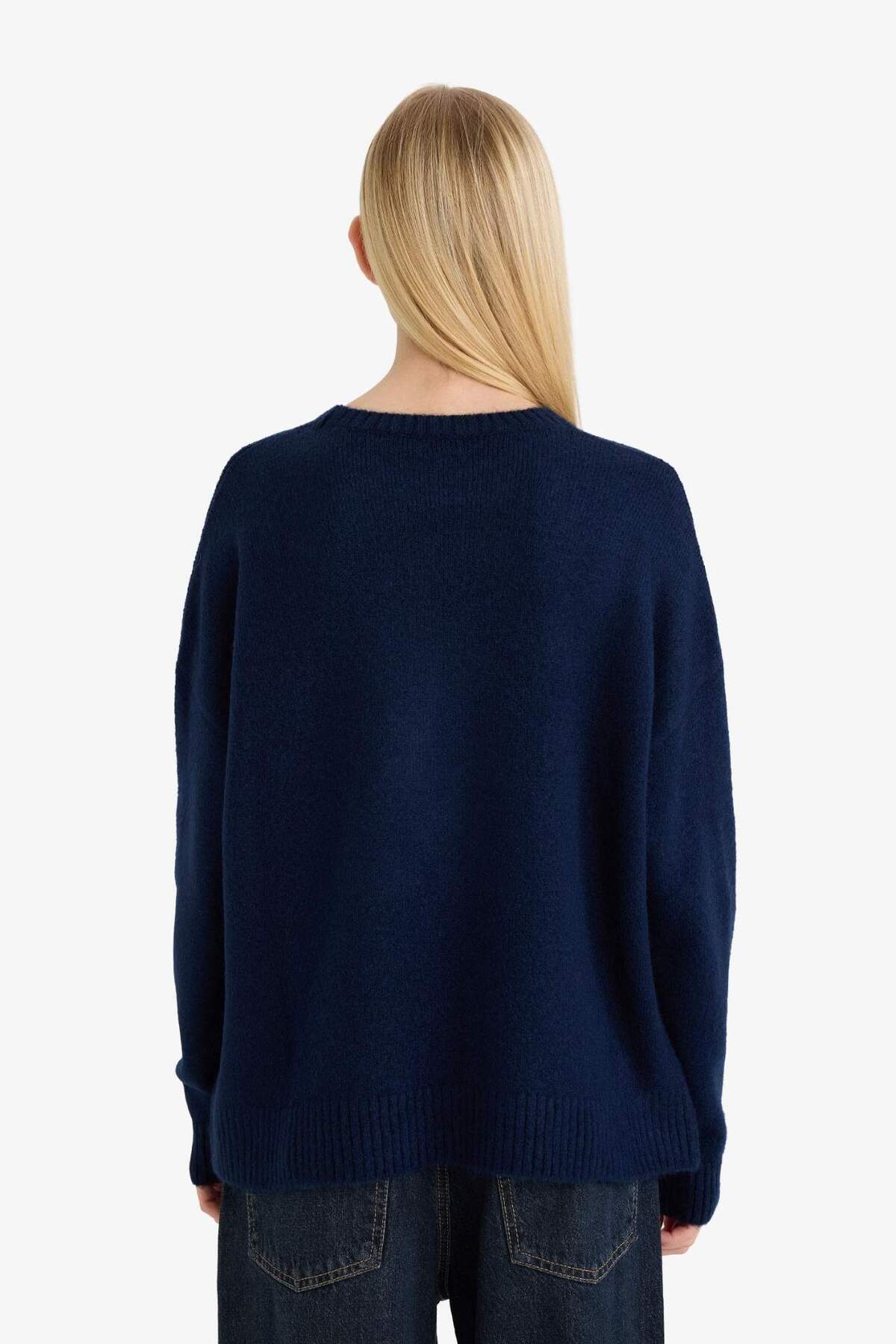 Defacto  Regular Fit Bisiklet Yaka Ayıcıklı Triko Kazak G6224AX25WN - Görsel 6