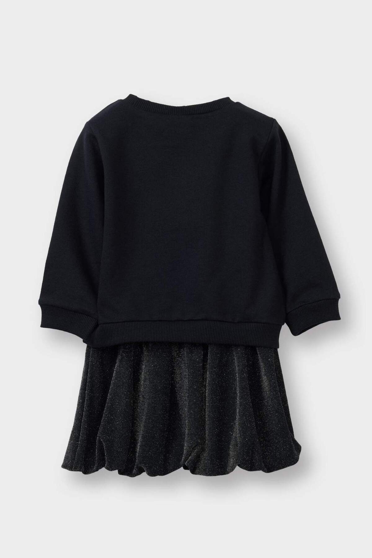 Defacto Yılbaşı Temalı 2'li Takım Fiyonklu Sweatshirt Etek Kız Bebek G5761A525WN fotoğrafı 6 (önizleme)