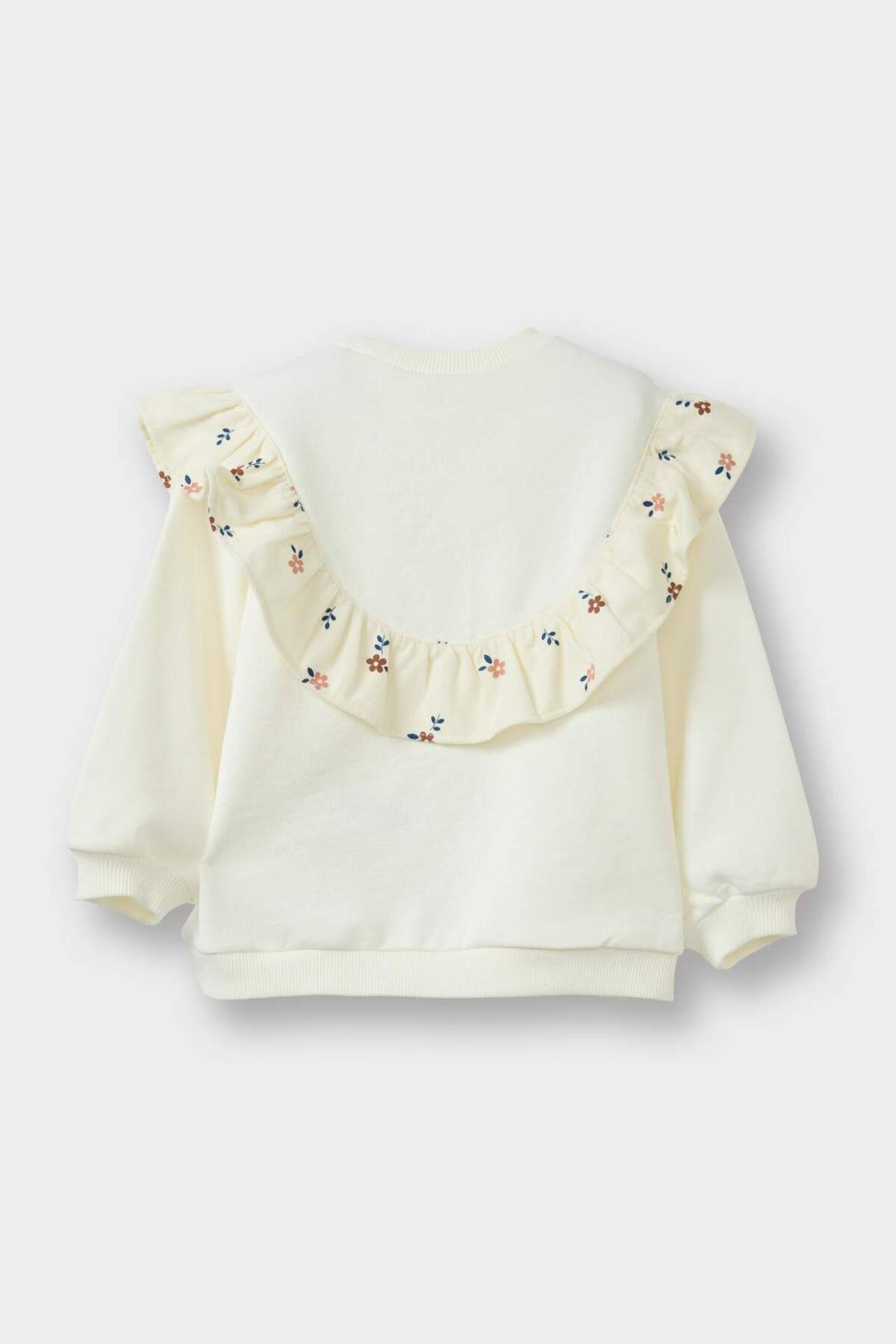 Defacto Overshirt Fit Bisiklet Yaka Çiçekli İçi Yumuşak Tüylü Sweatshirt Kız Bebek G6836A525CW fotoğrafı 6 (önizleme)