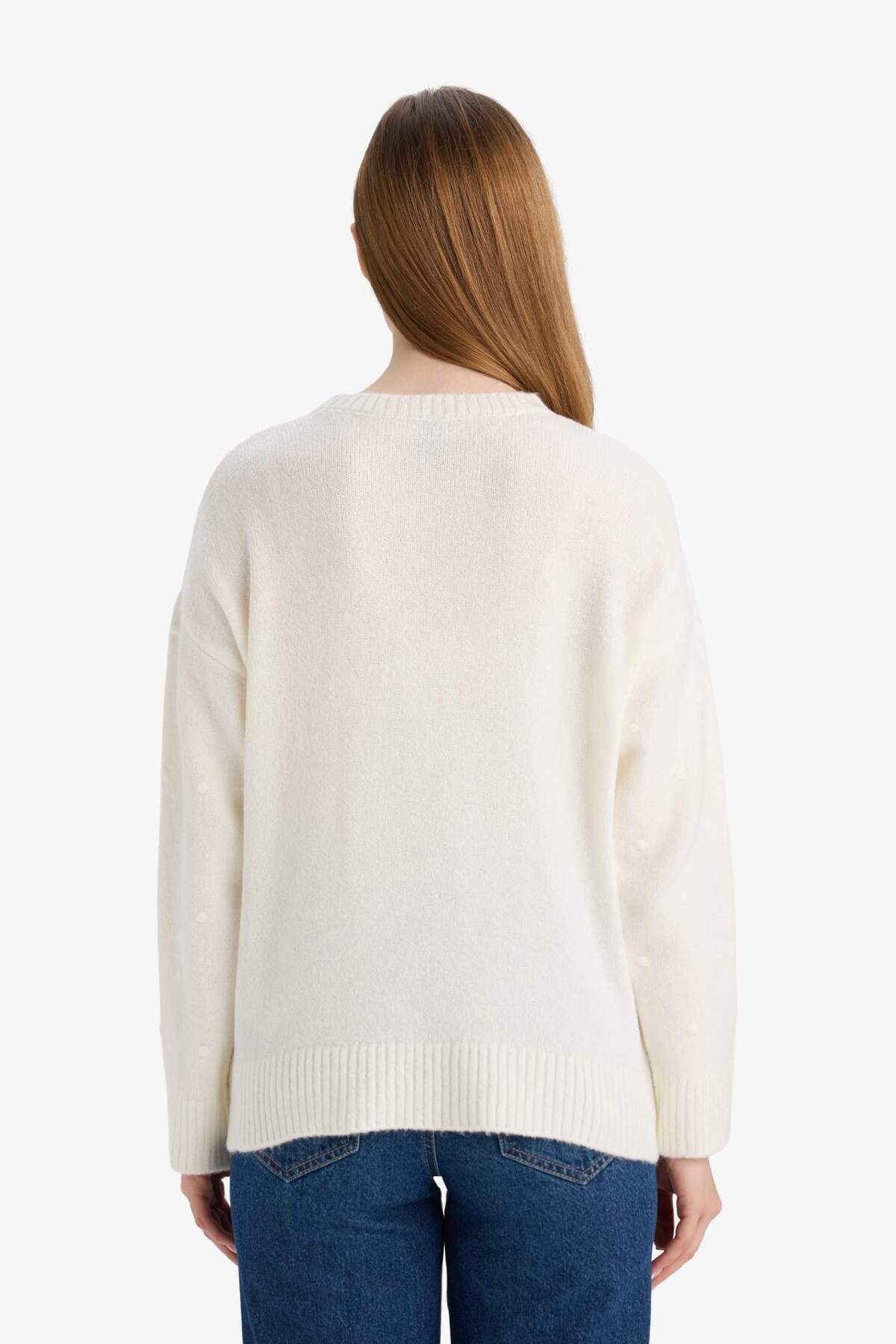 Defacto  Relax Fıt Bisiklet Yaka Triko Kazak G4197AX25WN - Görsel 5