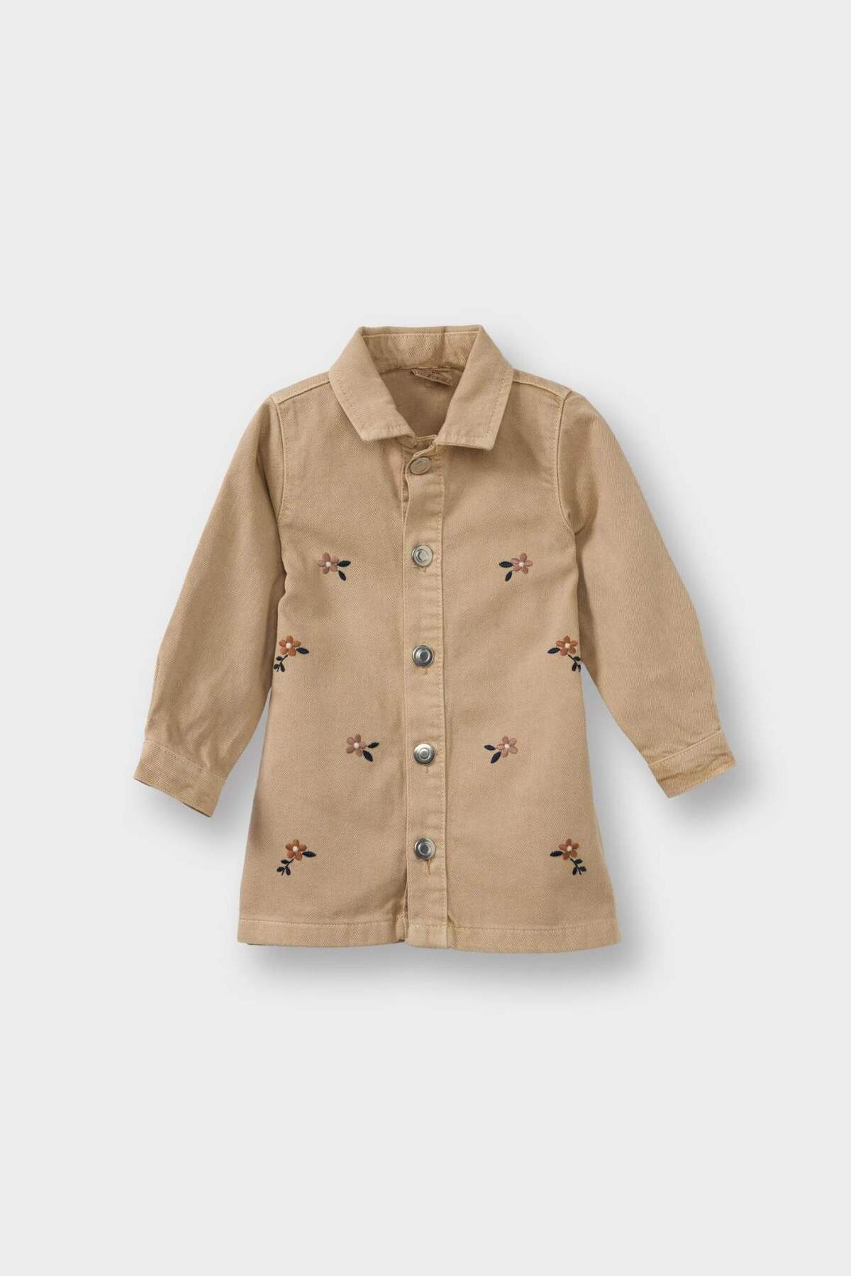 Defacto Çiçekli Uzun Kollu Jean Elbise Kız Bebek G7610A525AU fotoğrafı 4 (önizleme)