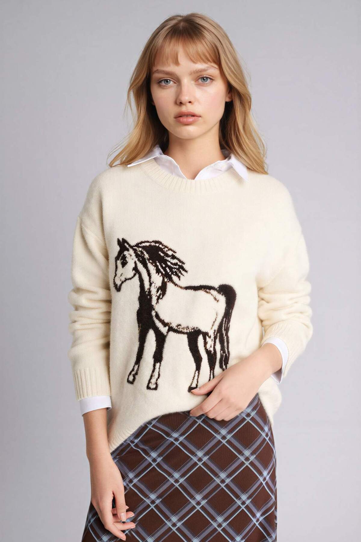 Defacto  Regular Fıt Bisiklet Yaka Kazak G8663AX25WN - Görsel 3