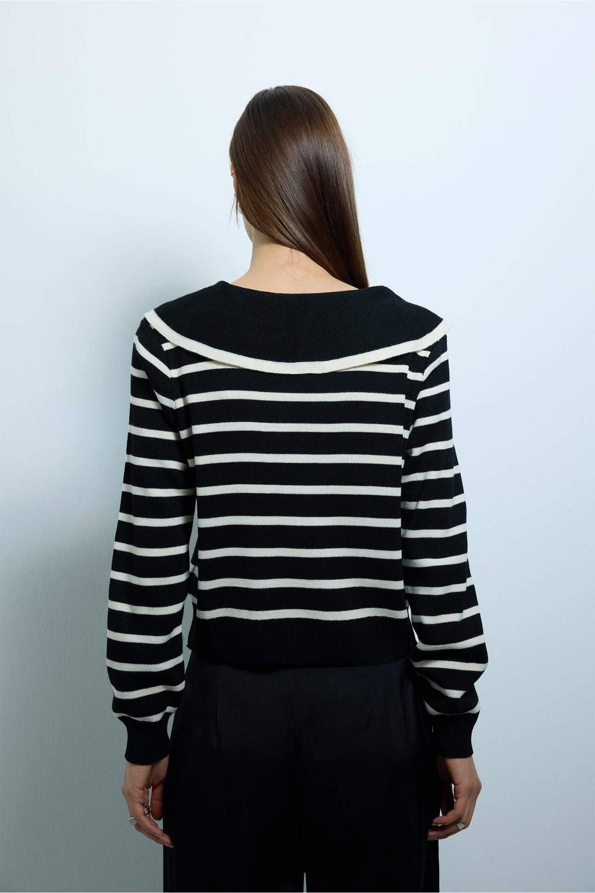 Defacto  Slim Fit Çizgili Kazak G9992AX25WN - Görsel 5