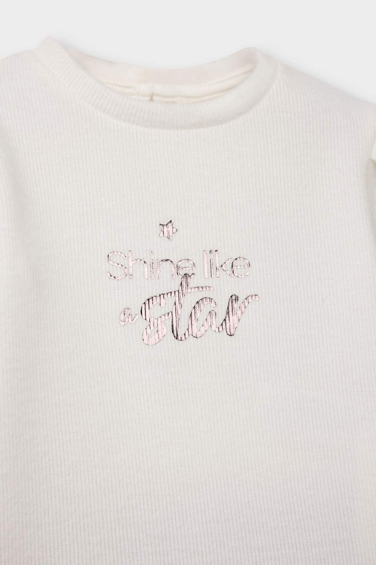 Defacto 2'li Takım Baskılı Sweatshirt Süet Pantolon Kız Bebek G5713A525WN fotoğrafı 3 (önizleme)