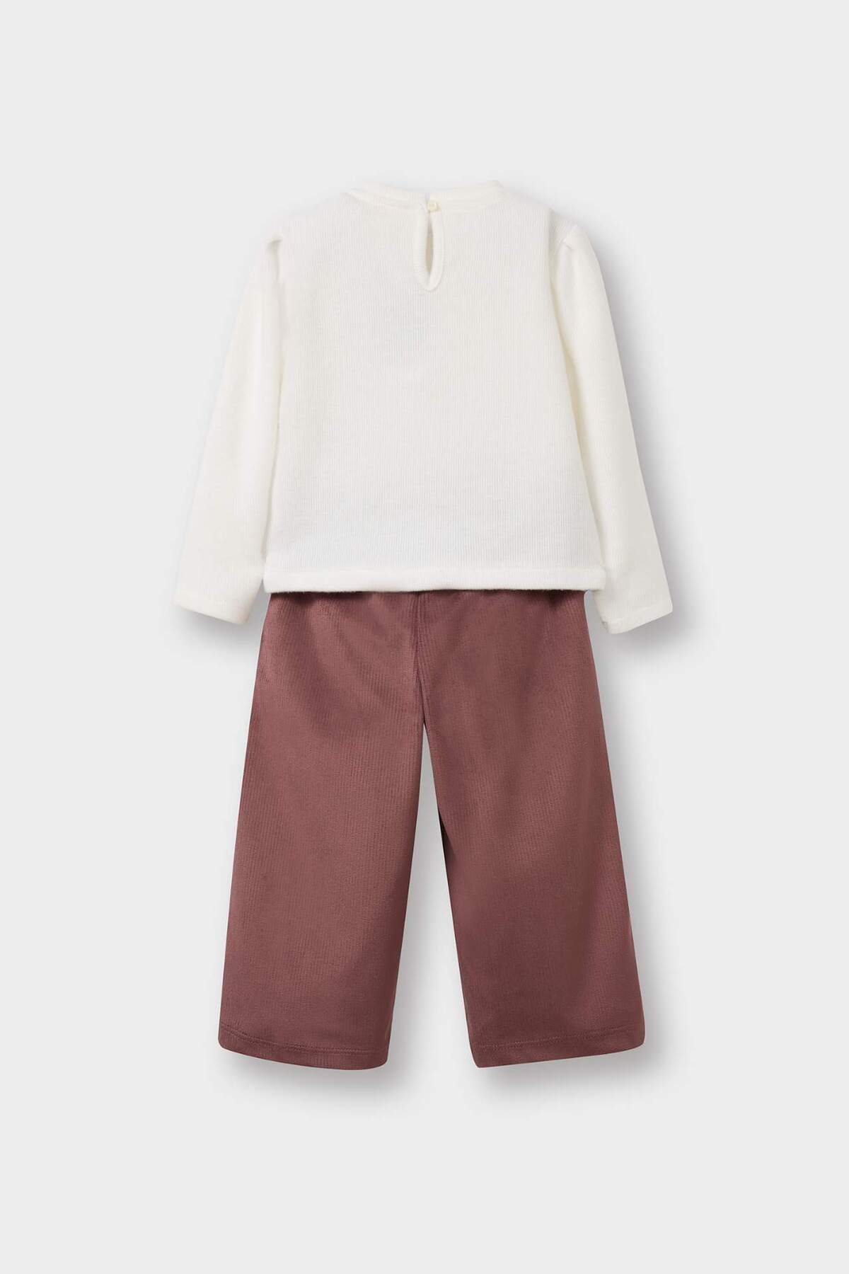 Defacto 2'li Takım Baskılı Sweatshirt Süet Pantolon Kız Bebek G5713A525WN fotoğrafı 4 (önizleme)