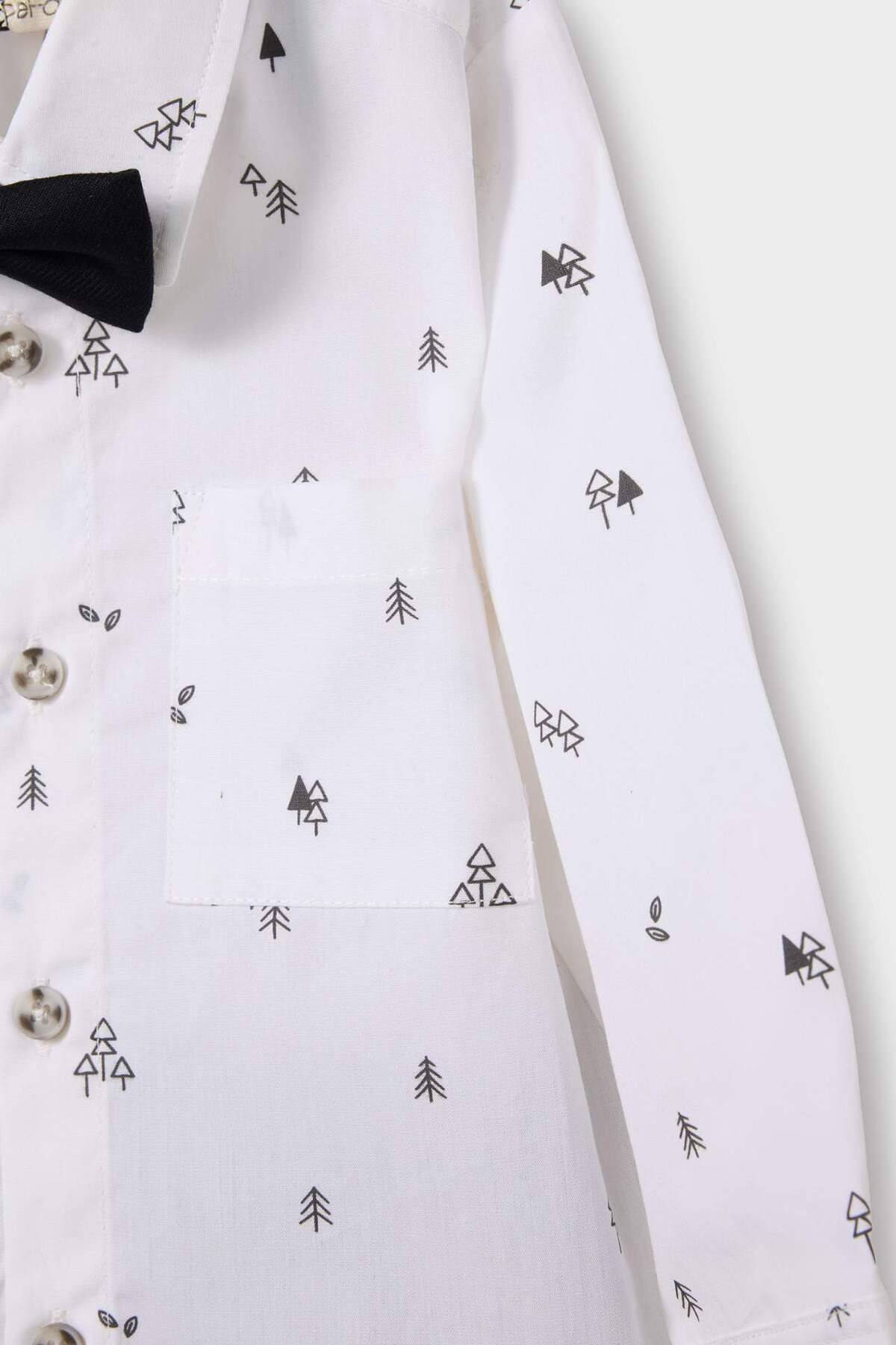 Defacto Yılbaşı Temalı 2'li Takım Desenli Gömlek Pantolon Erkek Bebek G0099A525WN fotoğrafı 3 (önizleme)