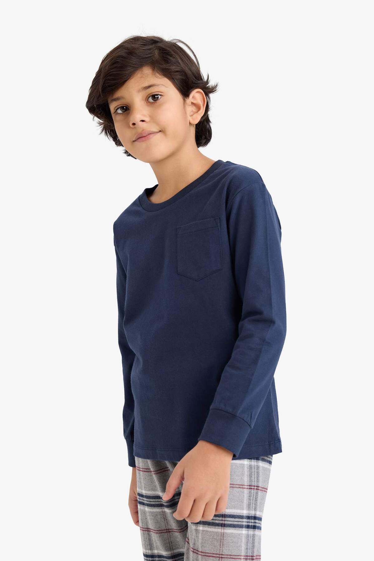 Defacto %100 Pamuklu Flanel Beli Lastikli Pijama Takımı Erkek Çocuk F1005A825WN fotoğrafı 3 (önizleme)