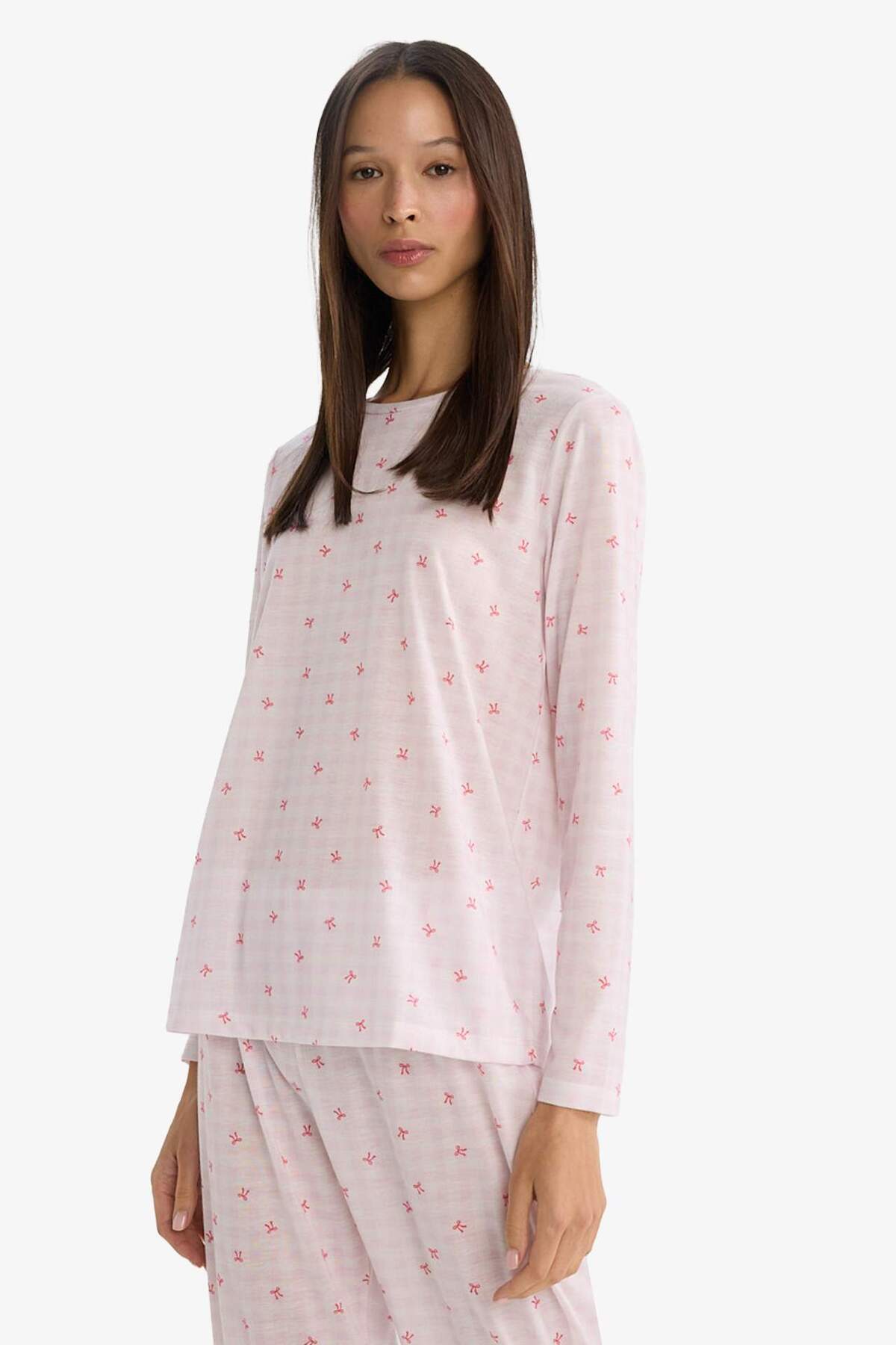 Defacto  Pijama Takımı Regular Fit Desenli Uzun Kollu Üst Uzun Alt G6431AX25WN - Görsel 3