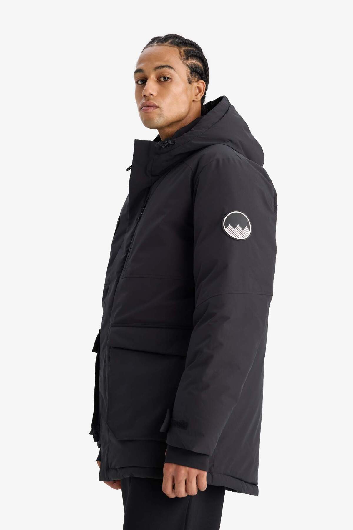 DeFacto Sıcak Tutan Su İtici Regular Fit Kapüşonlu Fermuarlı Rüzgar Geçirmez Parka Mont F3793AX25WN görsel 3