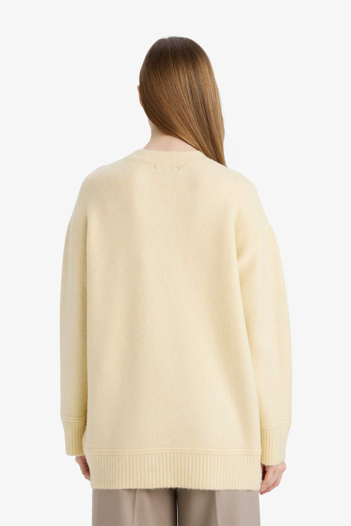 DeFacto Loose Fit Bisiklet Yaka Triko Kazak Tunik G7239AX25CW görsel 5