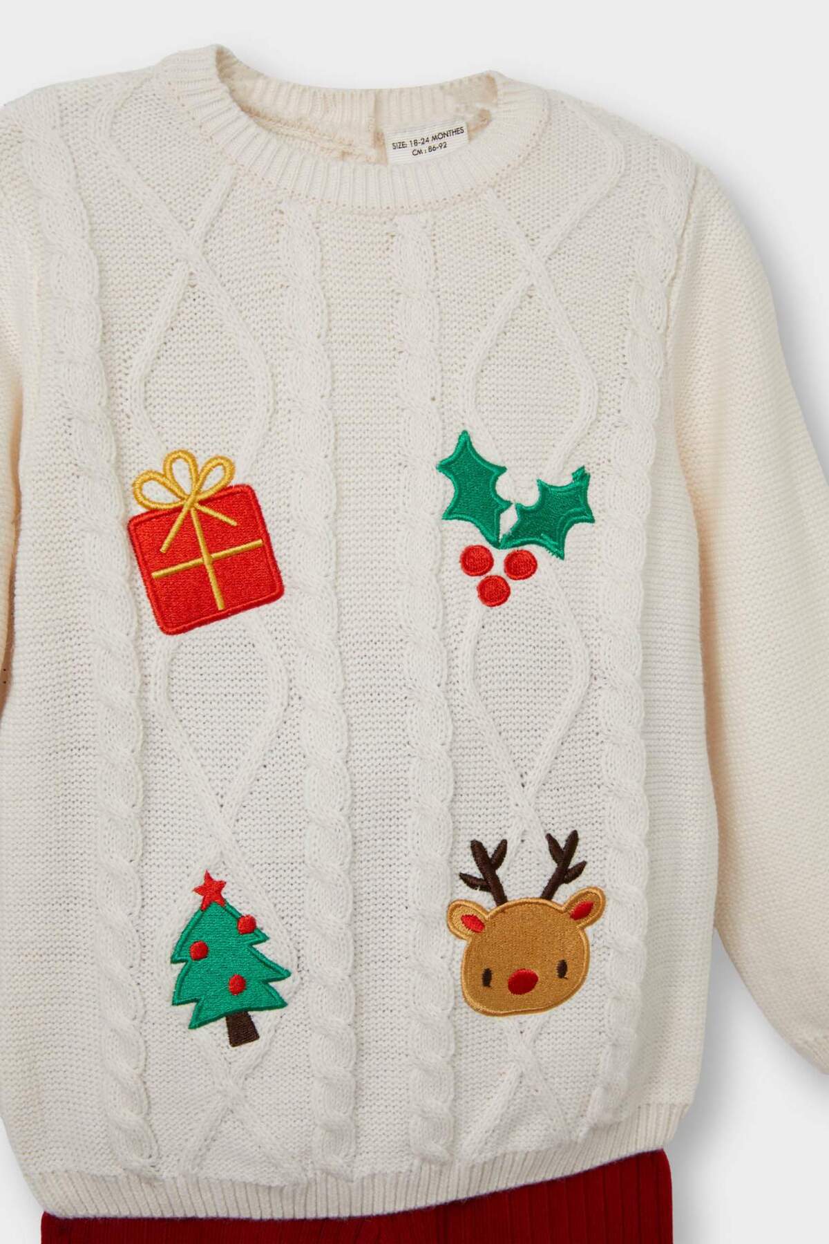 Defacto 2'li Takım Yılbaşı Temalı Triko Kazak Alt Kız Bebek F3229A525WN fotoğrafı 3 (önizleme)