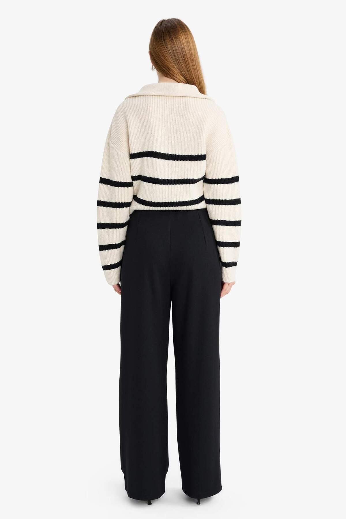 Defacto  Straıght Wıde Düz Paça Krep Pantolon G1120AX25AU - Görsel 4