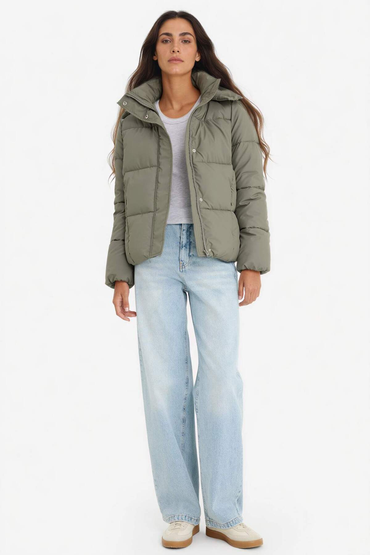 DeFacto Su İtici Regular Fit Kapüşonlu Fermuarlı Şişme Mont F2143AX25WN görsel 2