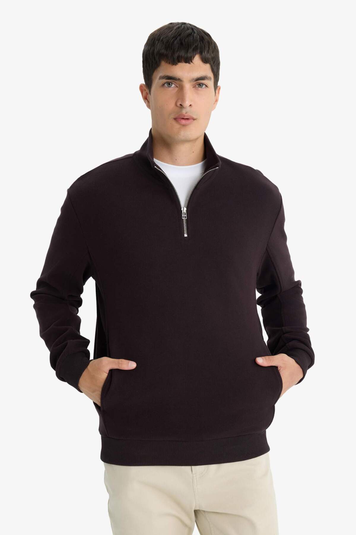 Defacto  Regular Fit Yarım Fermuarlı Sweatshirt E9629AX25AU - Görsel 3