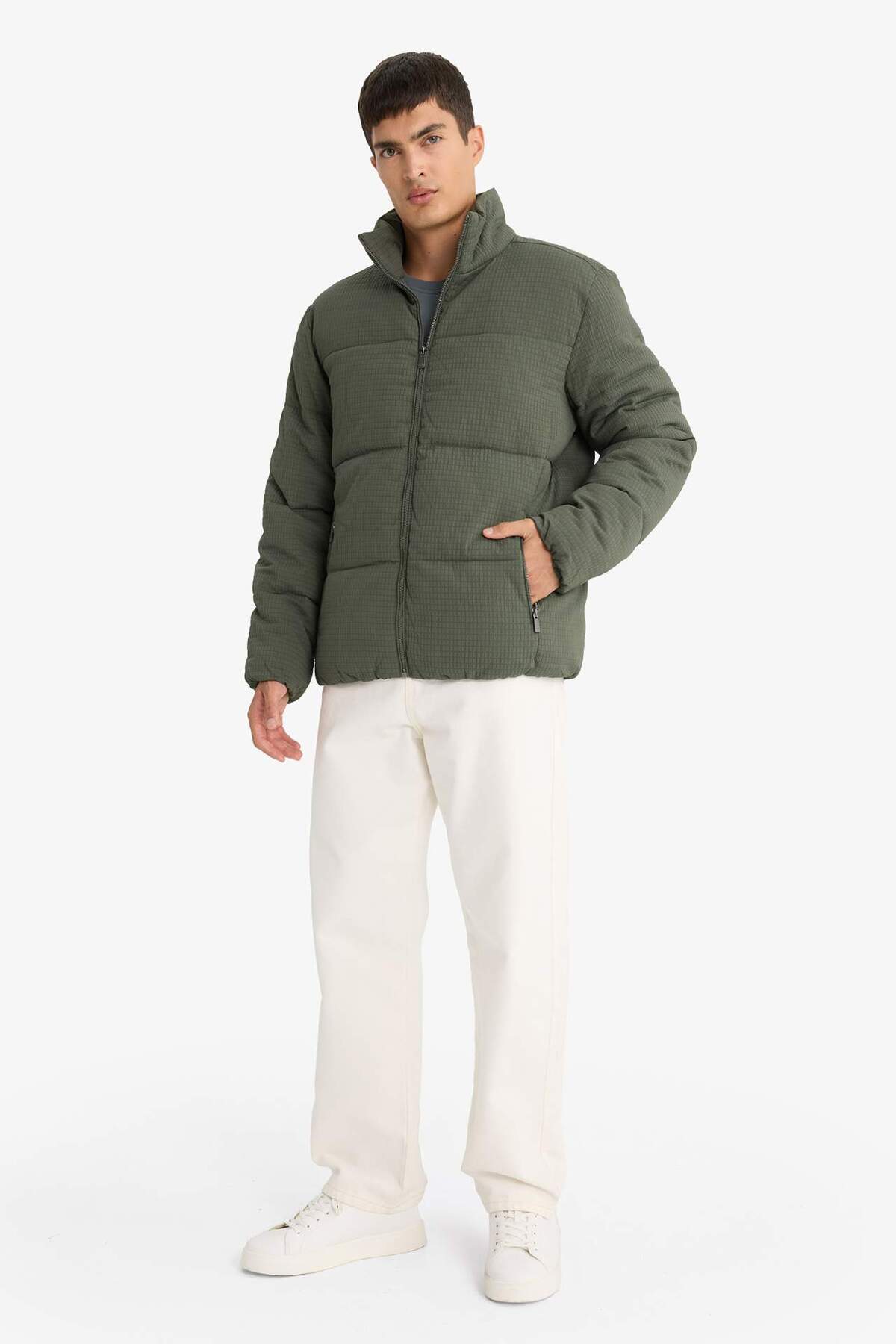 Defacto  Regular Fit Dik Yaka Astarlı Fermuarlı Cepli Kışlık Mont F0418AX25WN - Görsel 2