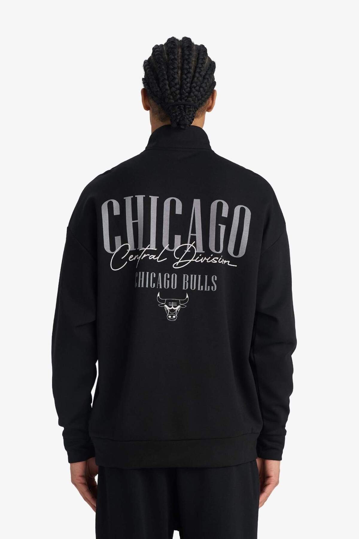 DeFacto NBA Chicago Bulls Oversize Geniş Kalıp Dik Yaka Fermuarlı Sweatshirt F9813AX25AU görsel 6