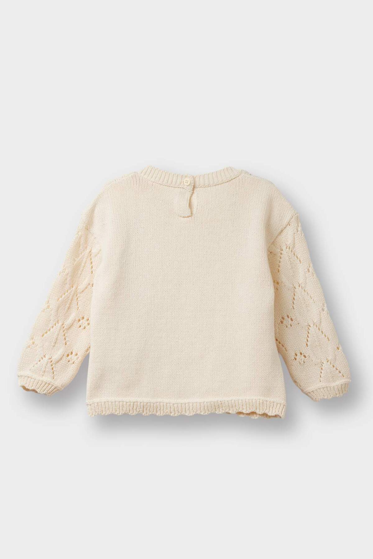 Defacto Bisiklet Yaka Çiçekli Pamuk Akrilik Triko Kazak Kız Bebek G2317A525WN fotoğrafı 3 (önizleme)