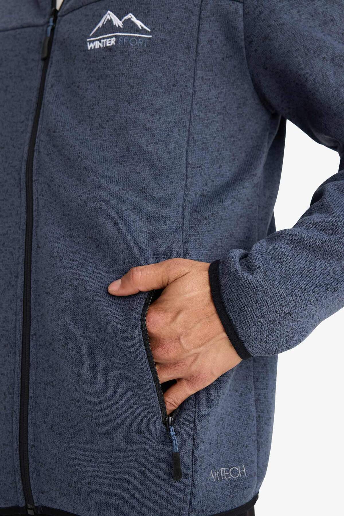 Defacto  Standart Fit Kapüşonlu İçi Yumuşak Tüylü Fermuarli Polar Hırka F3811AX25WN - Görsel 6