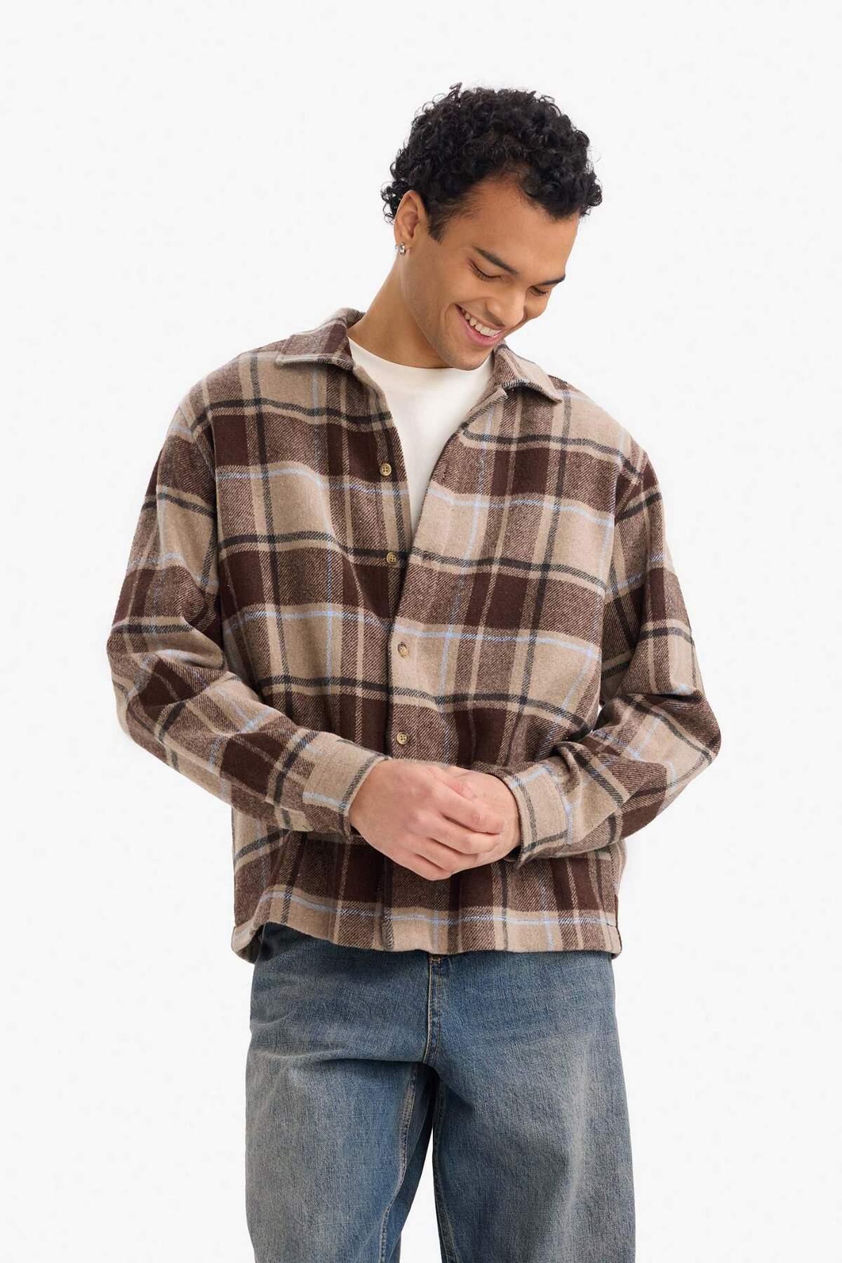 DeFacto Boxy Fit Kareli Flanel Uzun Kollu Gömlek G4744AX25WN görsel 3