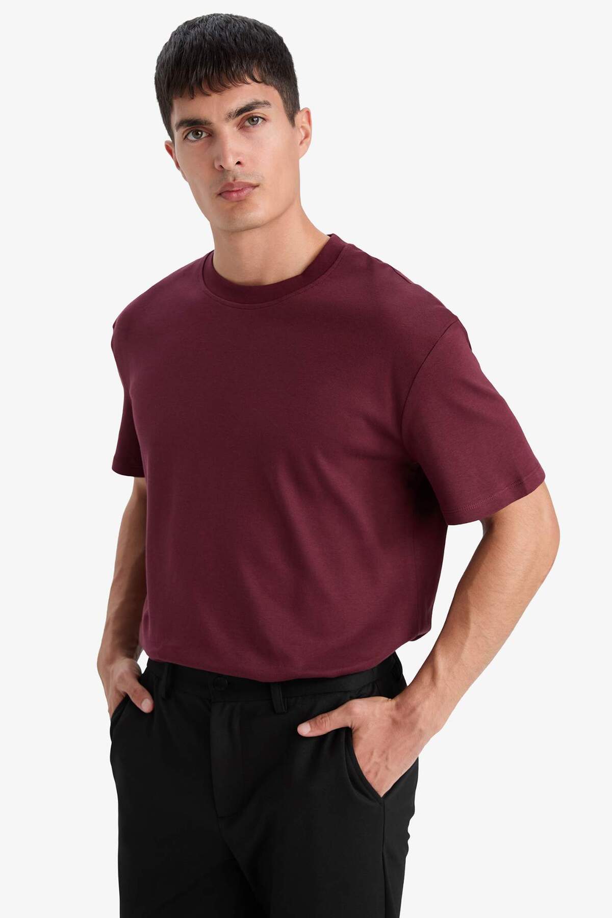 DeFacto %100 Pamuk Regular Fit Basic Tişört E7961AX25AU görsel 4