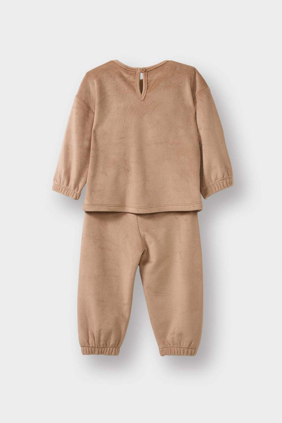 Defacto Pijama Takımı Bulut Baskılı Uzun Kollu Welsoft Pelüş Üst Uzun Alt Kız Bebek G1527A525WN fotoğrafı 6 (önizleme)