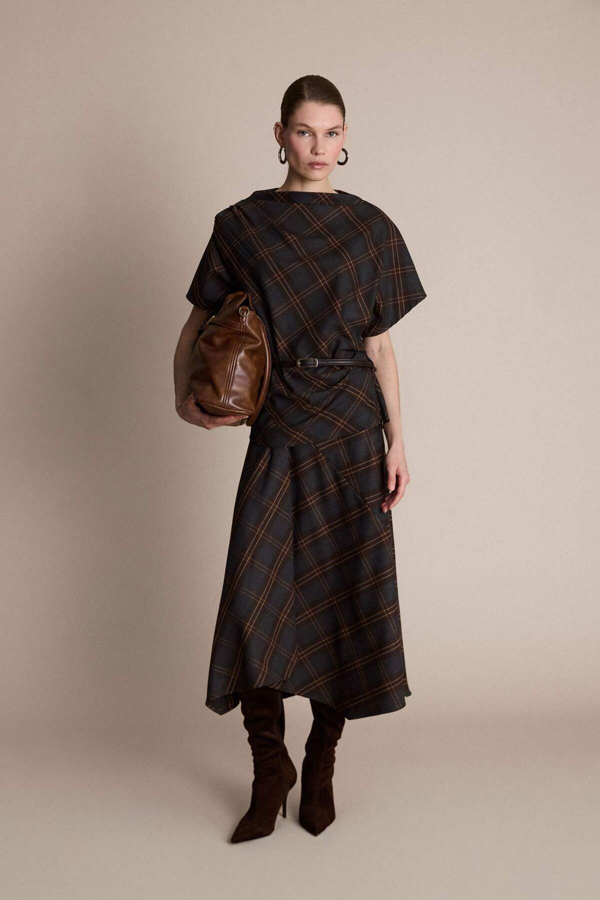 Defacto  Kalem Kareli Normal Bel Midi Etek G6127AX25WN