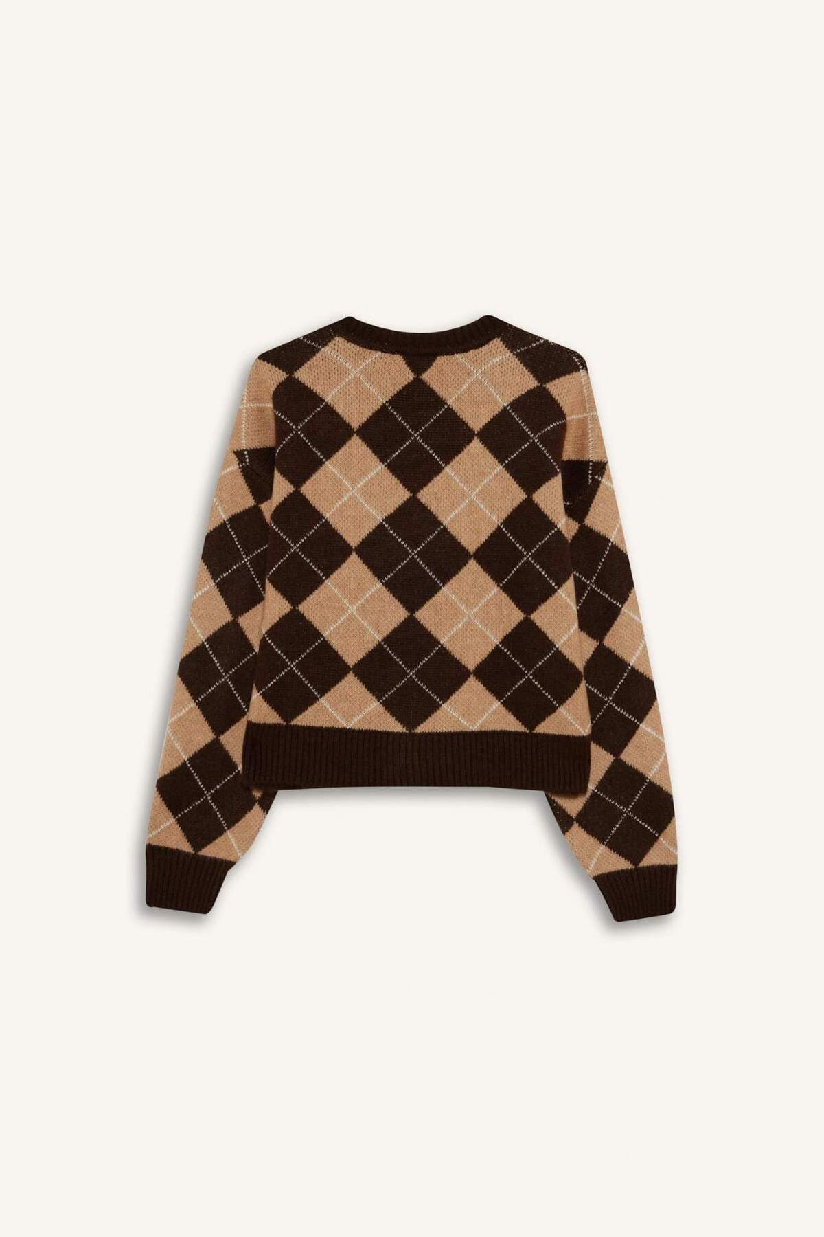 Defacto  Regular Fit V Yaka Baklava Desenli Düğmeli Hırka G3795AX25WN - Görsel 4