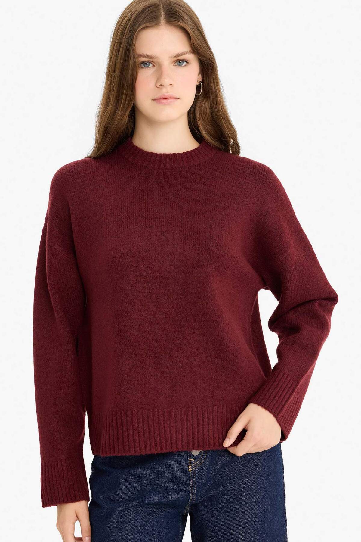 DeFacto Oversize Geniş Kalıp Bisiklet Yaka Triko Kazak R6044AZ25WN