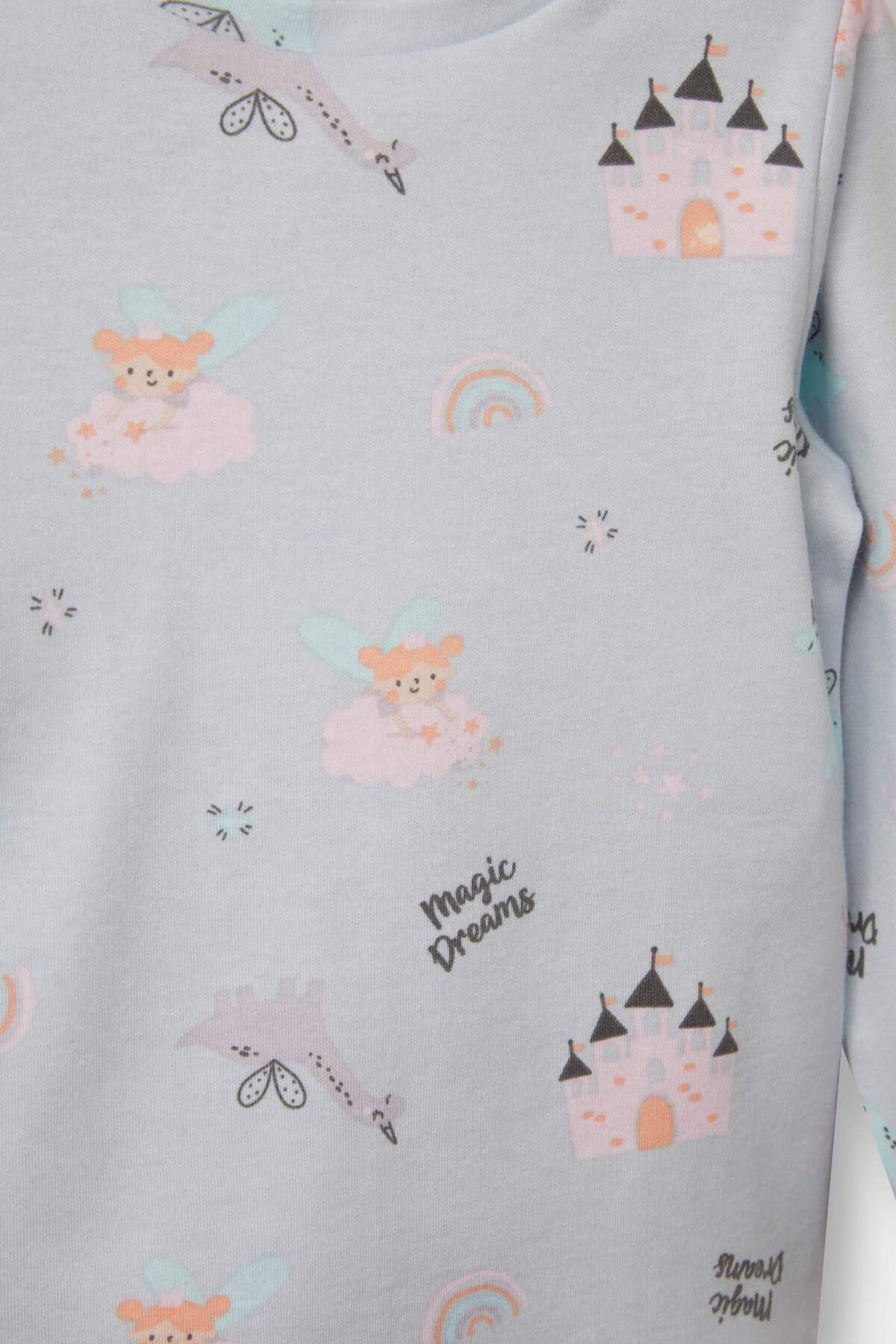 Defacto %100 Pamuklu Desenli Beli Lastikli Pijama Takımı Kız Bebek F0631A525AU fotoğrafı 3 (önizleme)