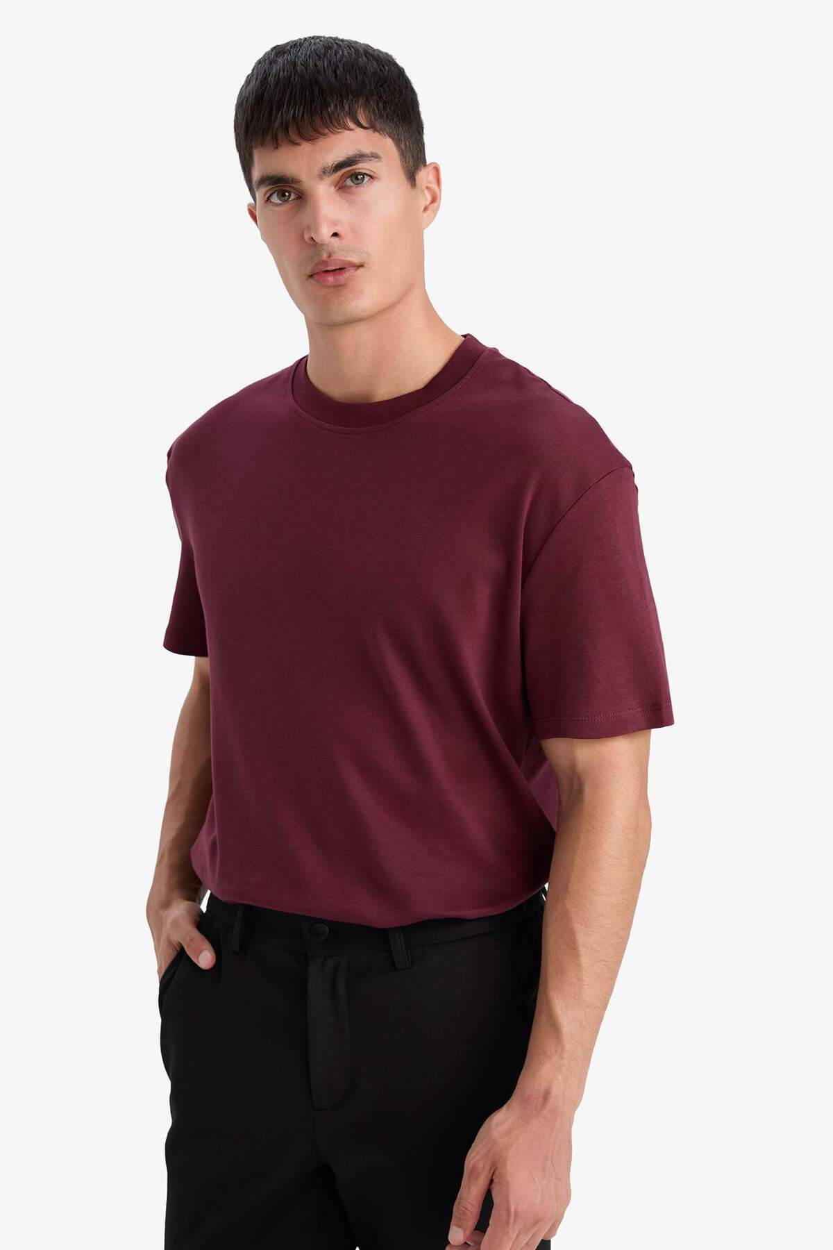 DeFacto %100 Pamuk Regular Fit Basic Tişört E7961AX25AU görsel 3
