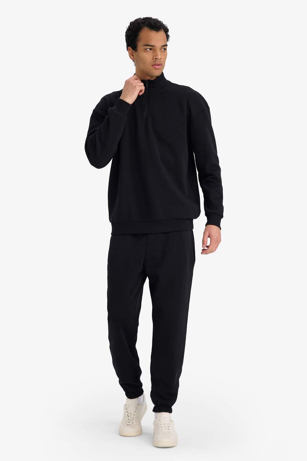 DeFacto Regular Fit 2'li Takım Fermuarlı Sweatshirt Eşofman Altı F9626AX25AU — مشکی
