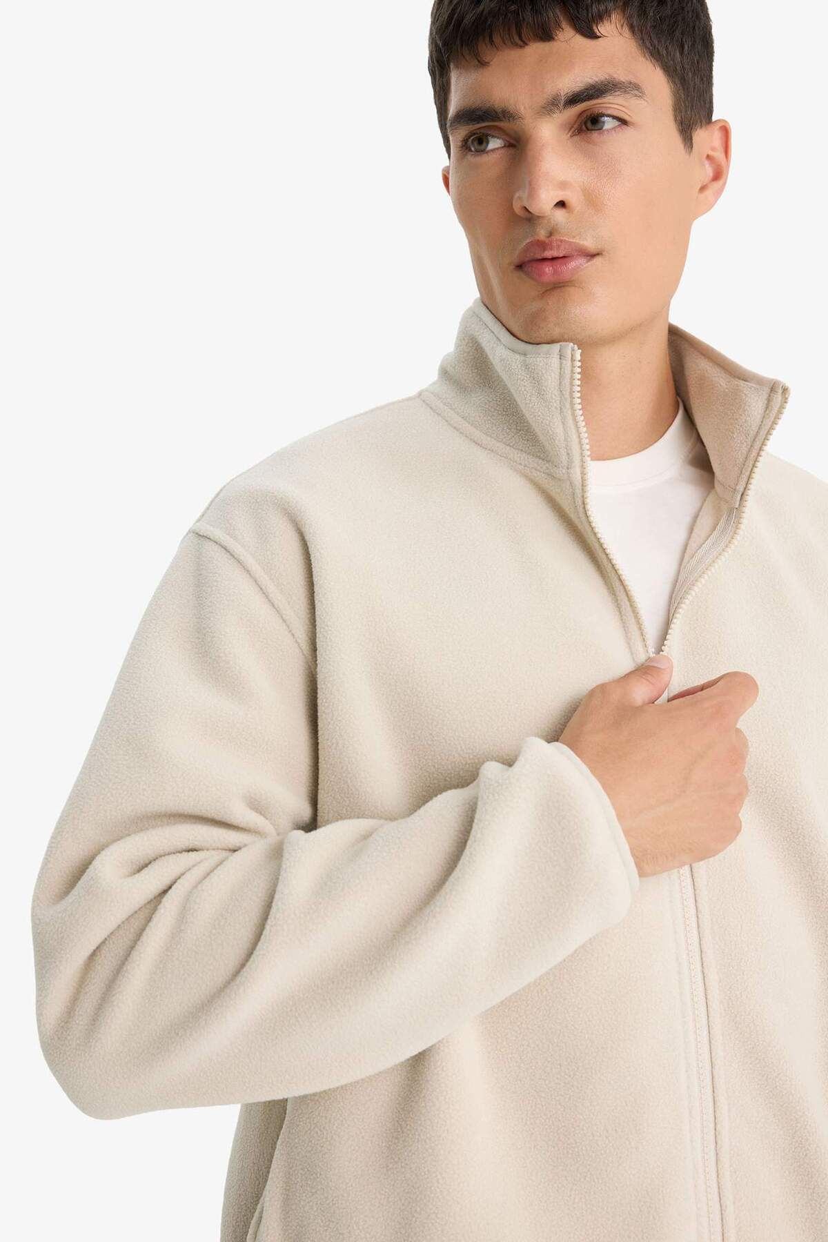 DeFacto Relax Fit Yarım Balıkçı Yaka Fermuarlı Polar Hırka F0446AX25AU görsel 4