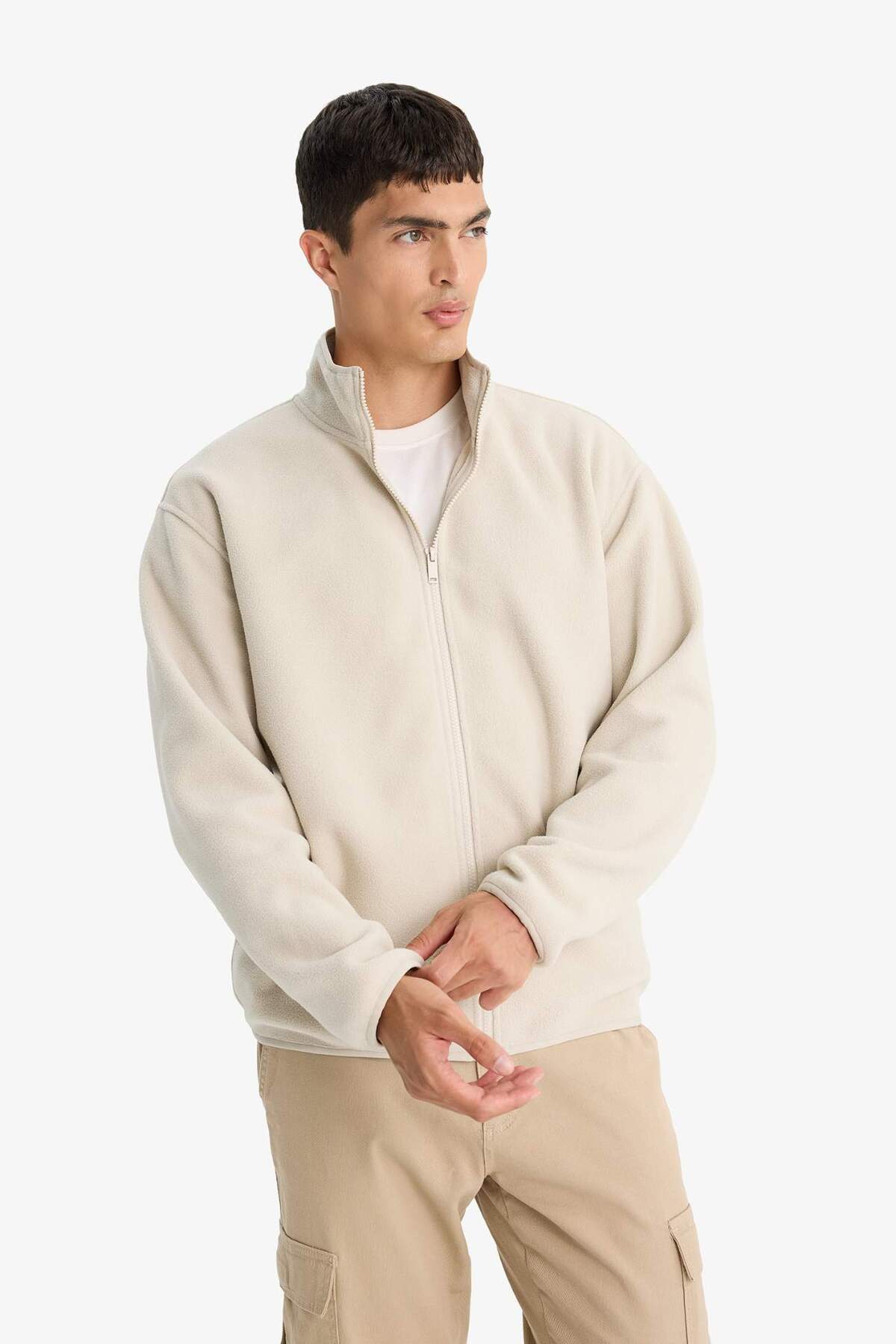 DeFacto Relax Fit Yarım Balıkçı Yaka Fermuarlı Polar Hırka F0446AX25AU görsel 3