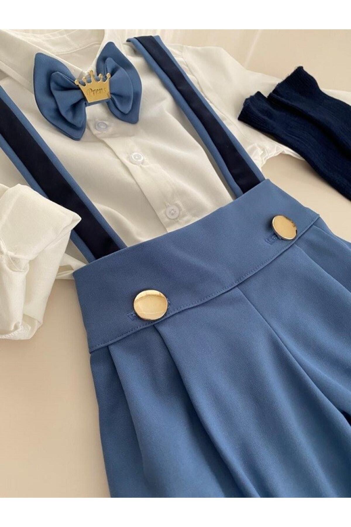 tubibebe Mavi/lacivert Şort Model Erkek Bebek Çocuk Doğum Günü Kıyafeti fotoğrafı 3 (önizleme)