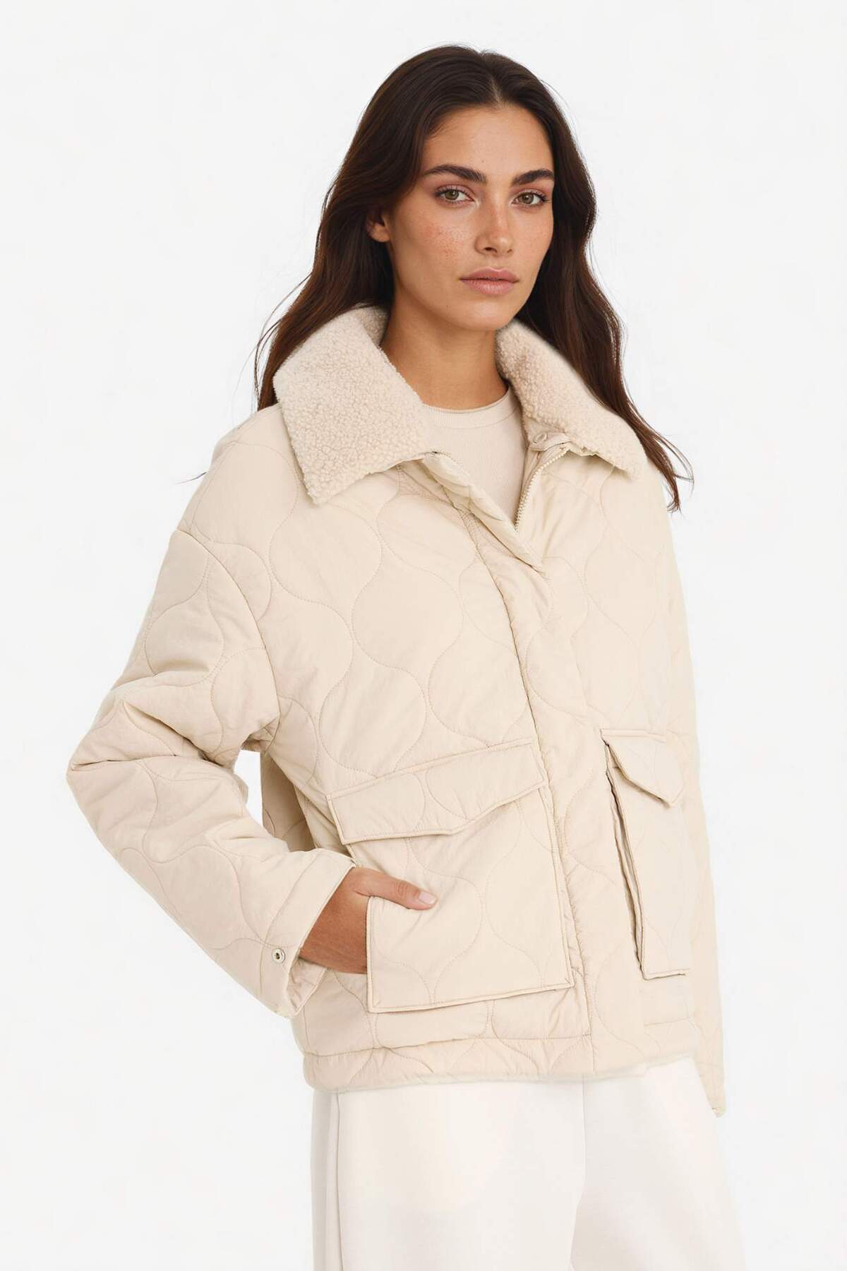 Defacto  Regular Fıt Polo Yaka Polar Astarlı Mont F2146AX25WN - Görsel 3