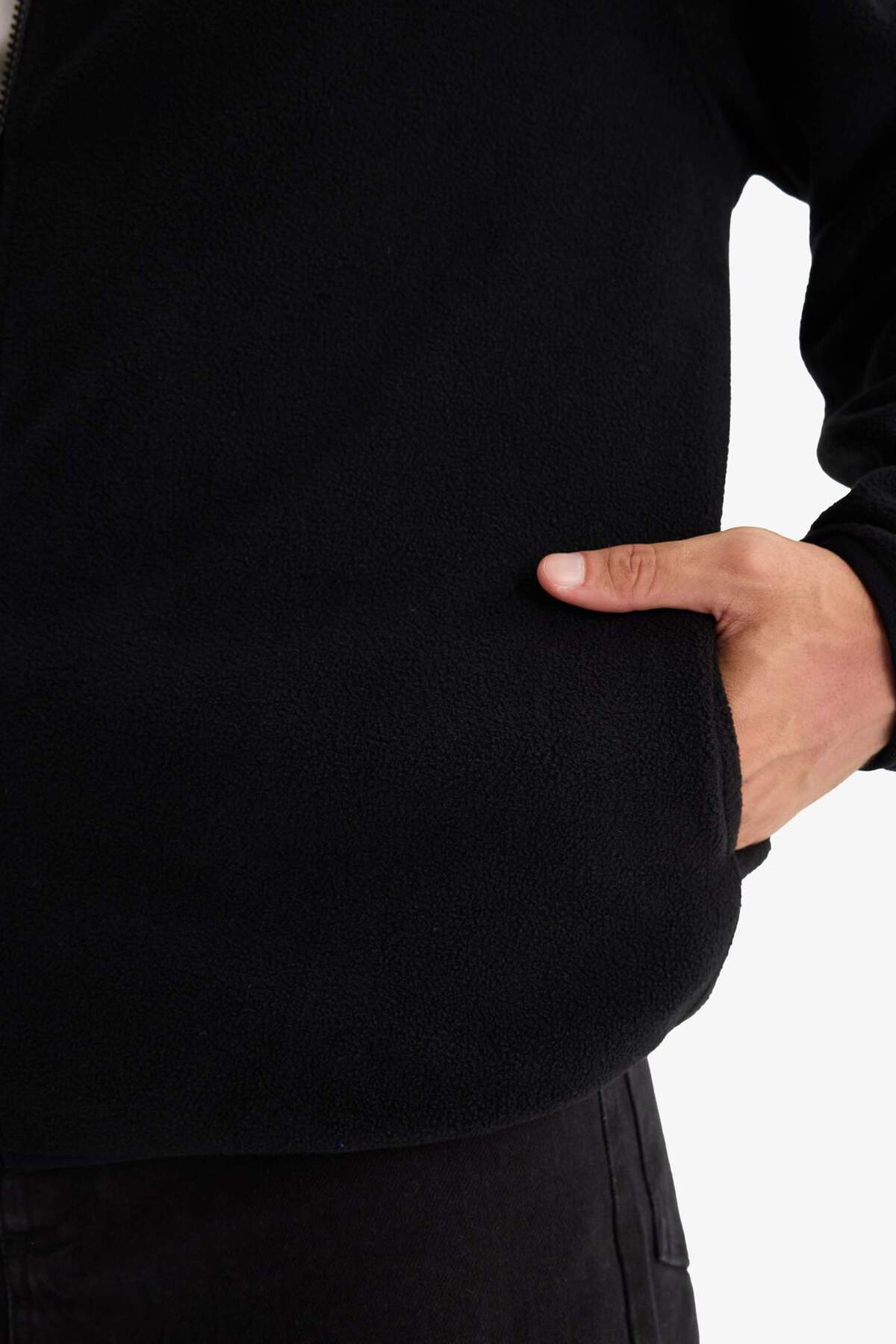 Defacto  Relax Fit Yarım Balıkçı Yaka Fermuarlı Polar Hırka F0446AX25AU - Görsel 5