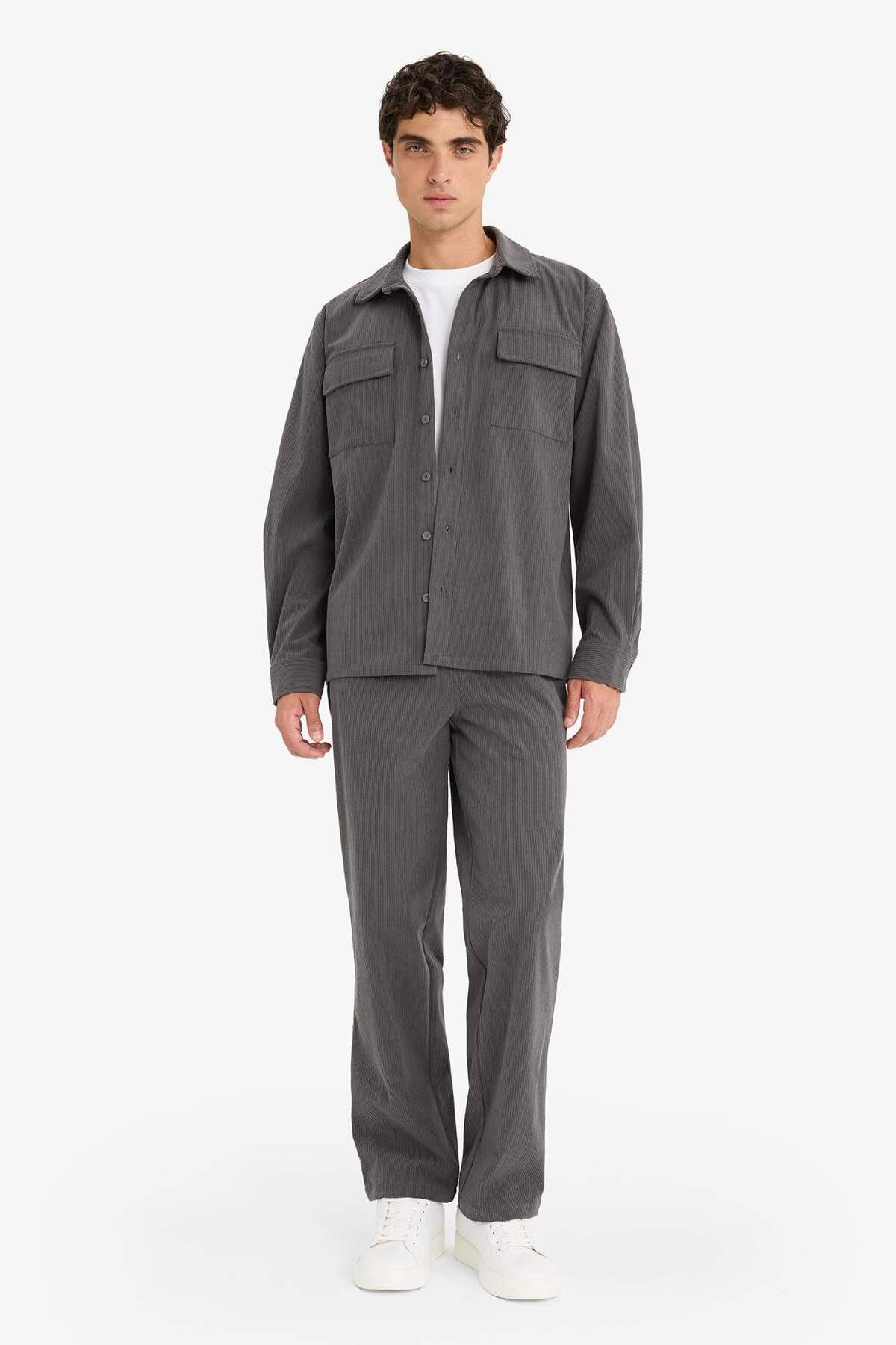 Defacto  Wıde Leg Geniş Paça Fitilli Kadife Pantolon F2042AX25WN - Görsel 3