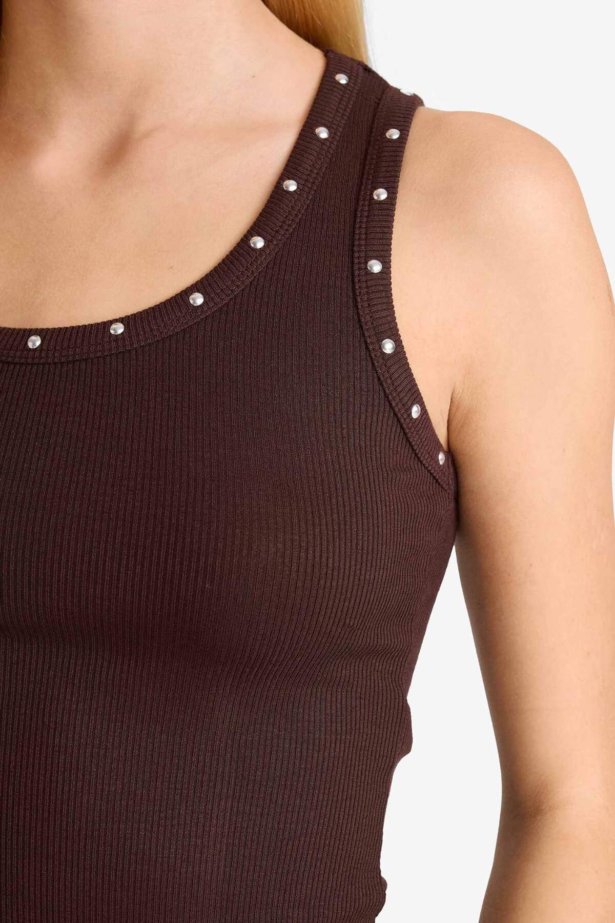 DeFacto Fitted Kare Yaka Fitilli Kaşkorse Atlet G1611AX25AU görsel 5