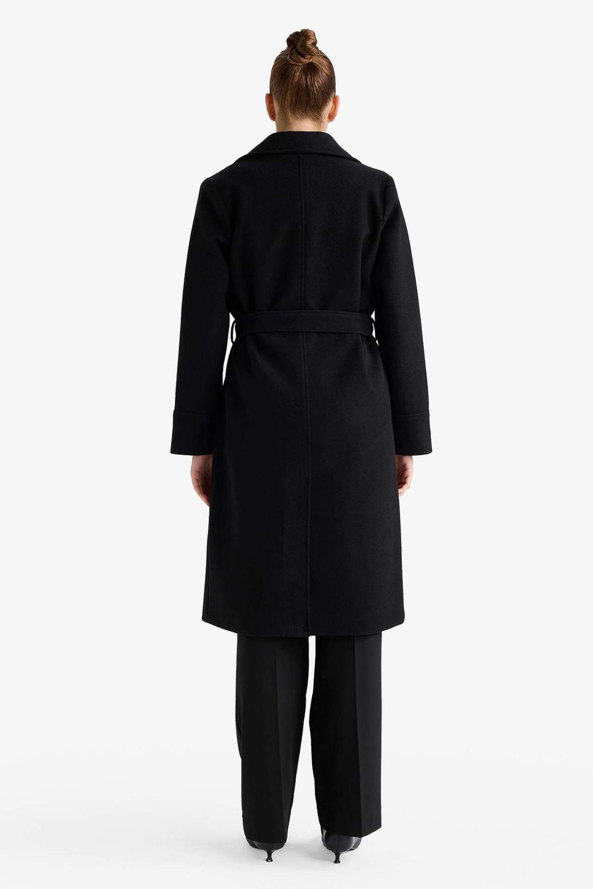 Defacto  Regular Fit Kuşaklı Kaşe Kaban F1207AX25WN - Görsel 4