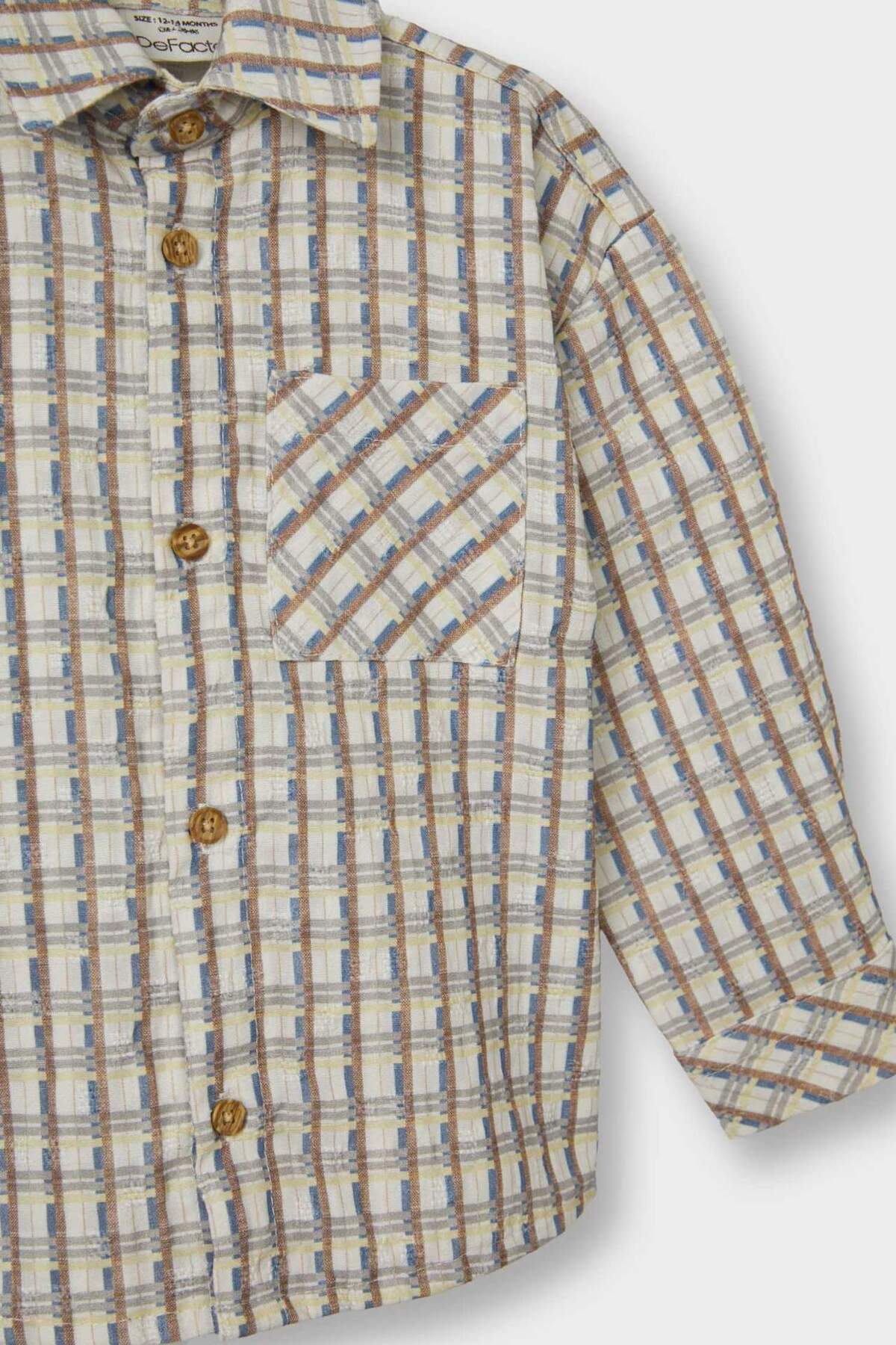 Defacto Kareli Gofre Dokulu Uzun Kollu Gömlek Erkek Bebek F5128A525AU fotoğrafı 2 (önizleme)