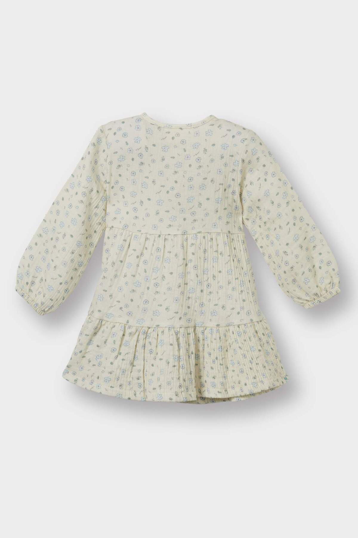 Defacto Çiçekli Uzun Kollu Krinkıl Elbise Kız Bebek F4679A525AU fotoğrafı 3 (önizleme)