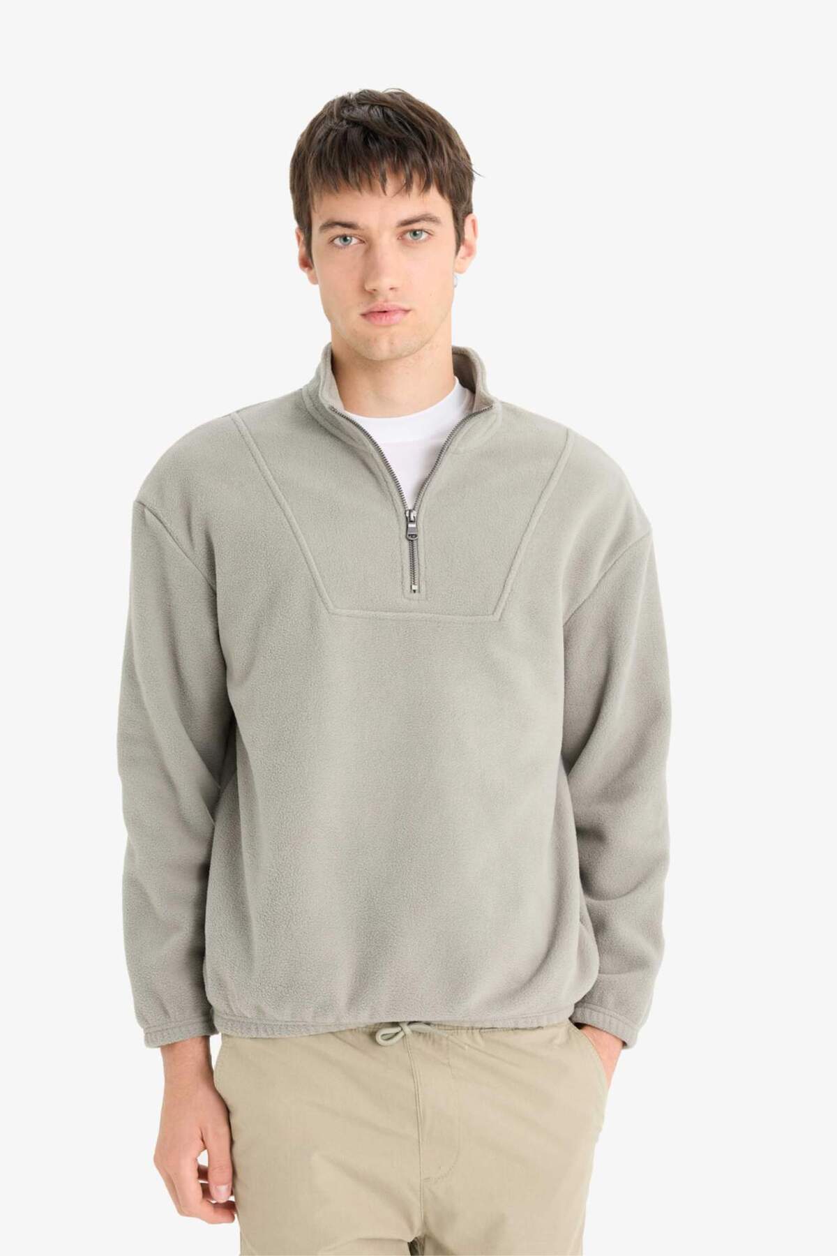 Defacto  Yarım Fermuarlı Polar Sweatshirt E8632AX25WN - Görsel 3