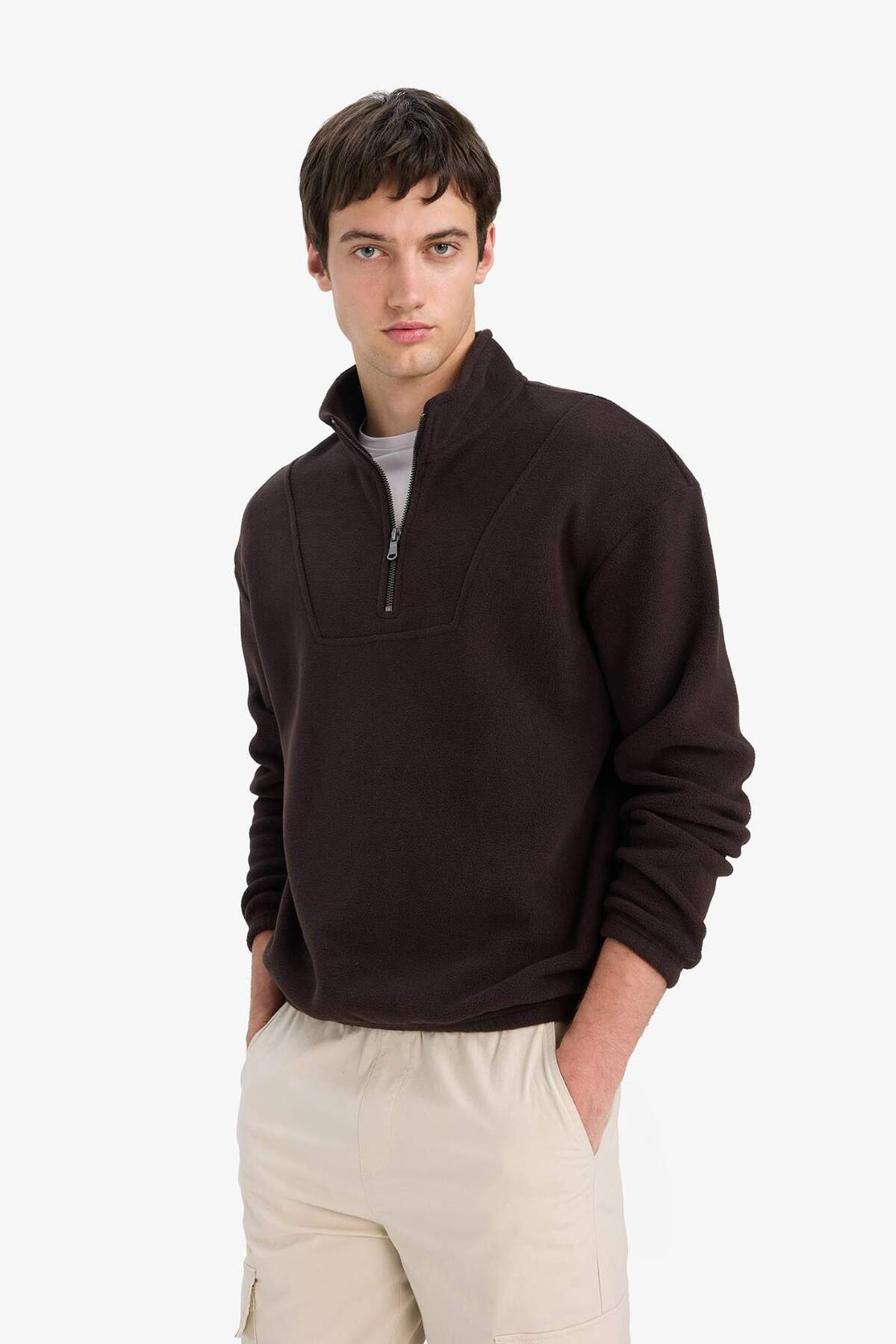 Defacto  Yarım Fermuarlı Polar Sweatshirt E8632AX25WN - Görsel 3