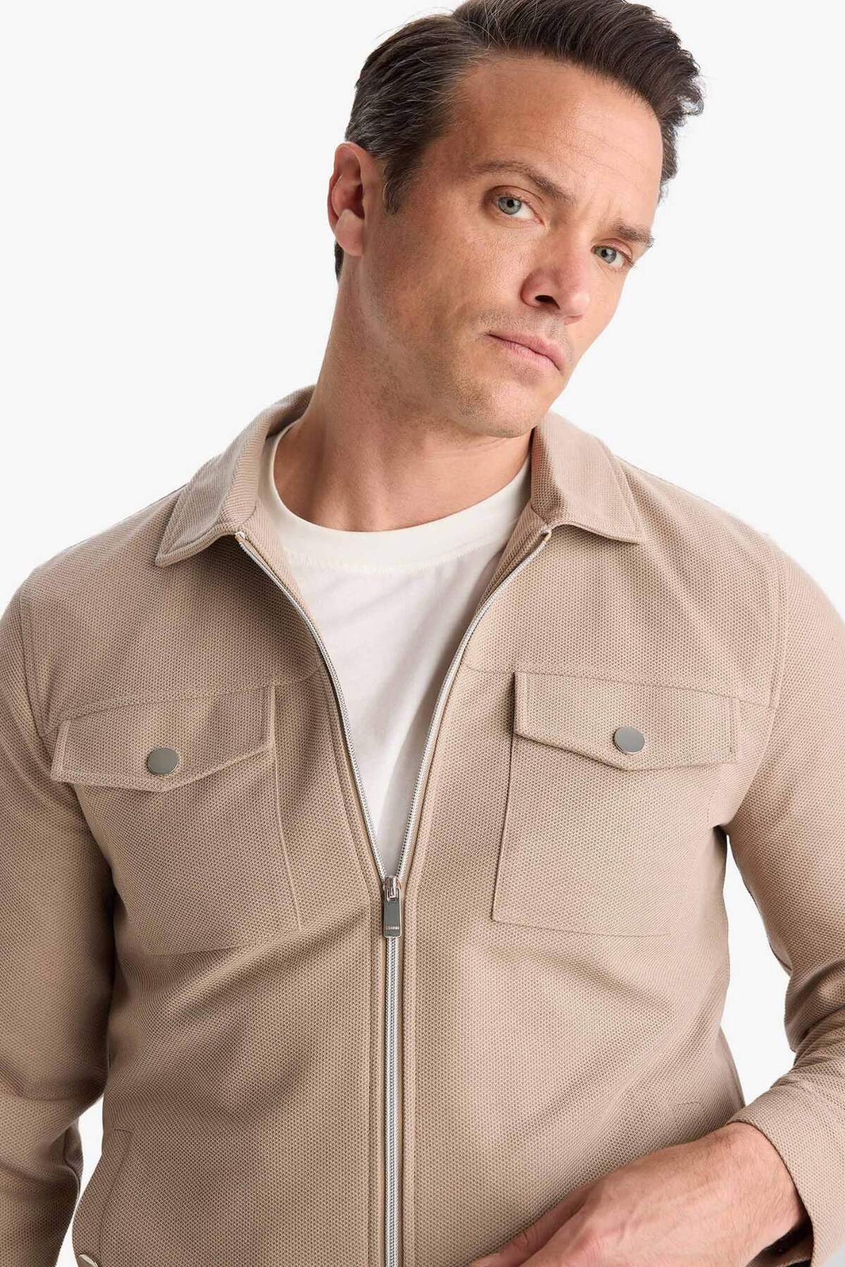 Defacto  Slim Fit Dar Kesim Astarlı Fermuarlı Cepli Mevsimlik Baharlık Mont D7533AX25AU - Görsel 4