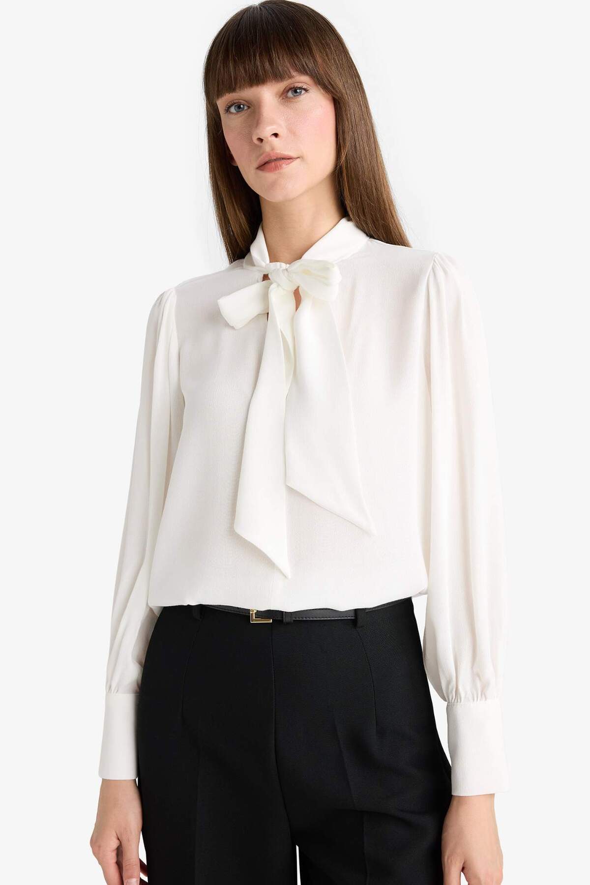 Defacto  Regular Fıt Fiyonk Yaka Maroken Uzun Kollu Gömlek G2280AX25AU