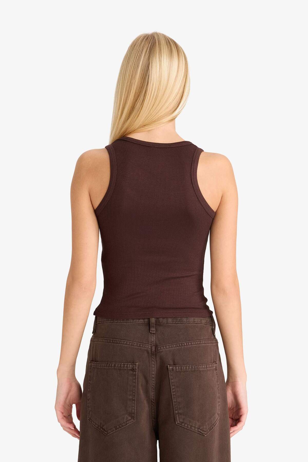 DeFacto Fitted Kare Yaka Fitilli Kaşkorse Atlet G1611AX25AU görsel 6