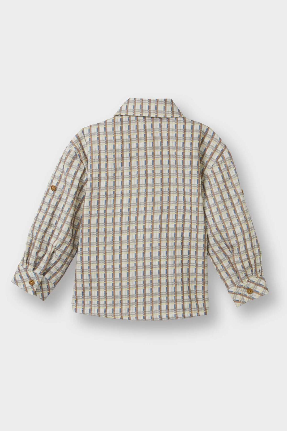 Defacto Kareli Gofre Dokulu Uzun Kollu Gömlek Erkek Bebek F5128A525AU fotoğrafı 3 (önizleme)