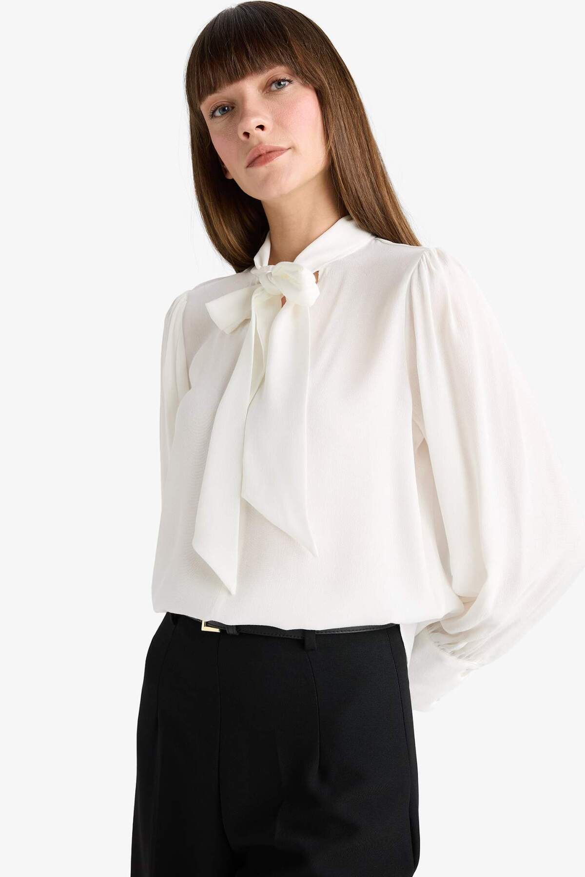 Defacto  Regular Fıt Fiyonk Yaka Maroken Uzun Kollu Gömlek G2280AX25AU - Görsel 3