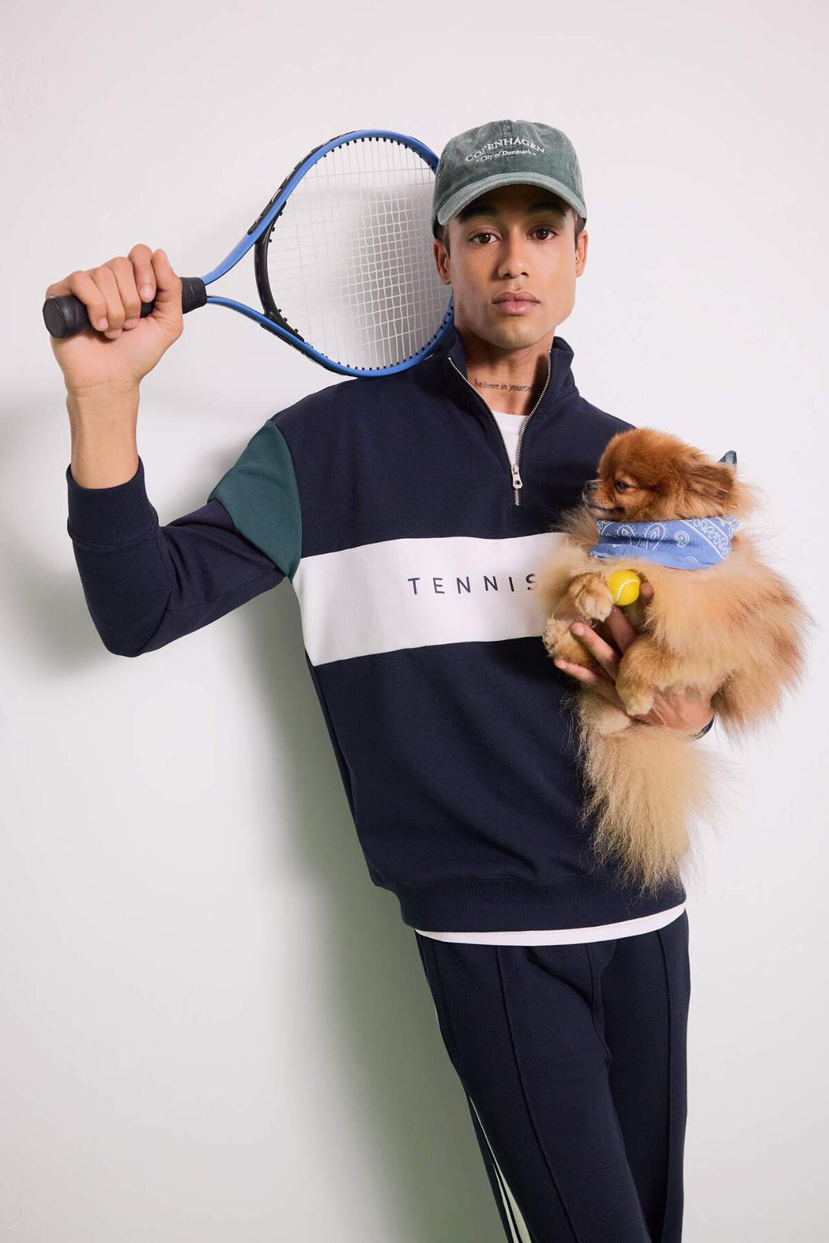 Boxy Fit Dik Yaka Yarım Fermuarlı Sporcu Sweatshirt F0199AX25AU — سرمه‌ای — تصویر 2 از 8