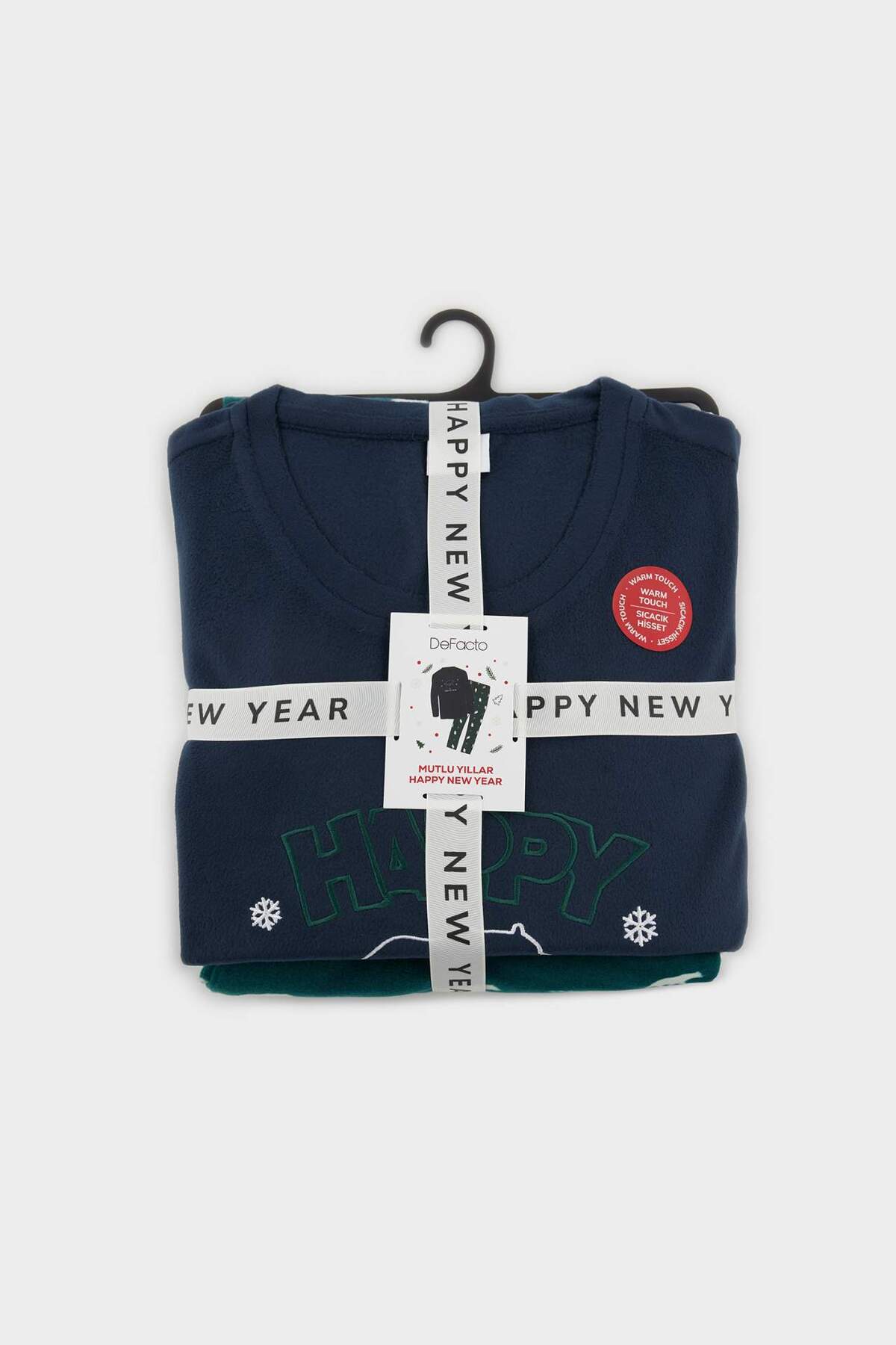 DeFacto Ultra Yumuşak Pijama Takımı Regular Fit Polar Baskılı Uzun Kollu Üst Desenli Uzun Alt F4671AX25WN görsel 6